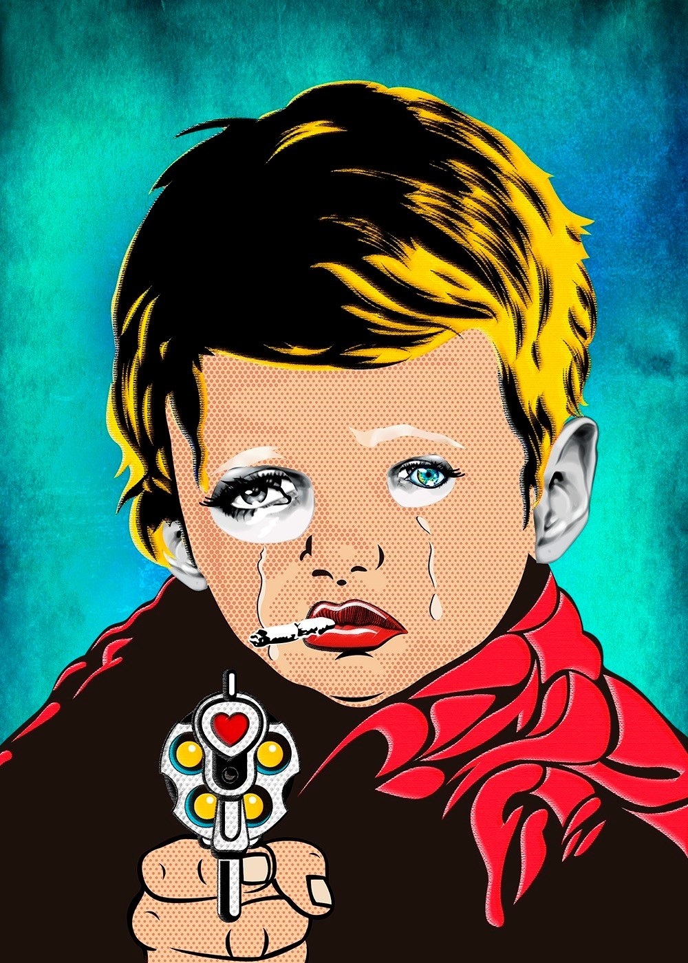 Menino da Lágrima (Tela), original Human Figure Canvas Drawing and Illustration by Maria João Faustino