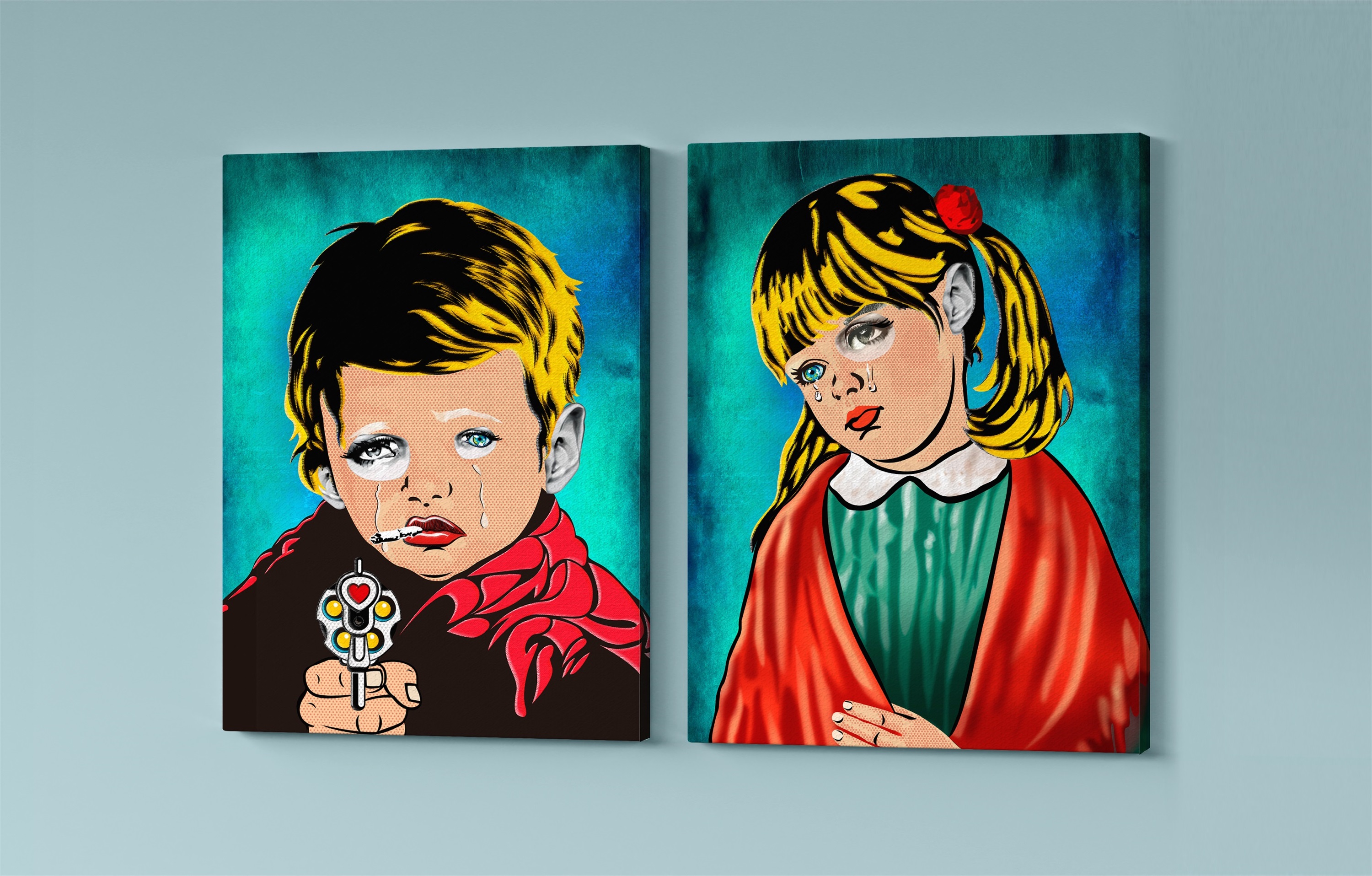 "Meninos da Lágrima" (conjunto telas), original Abstract Collage Drawing and Illustration by Maria João Faustino