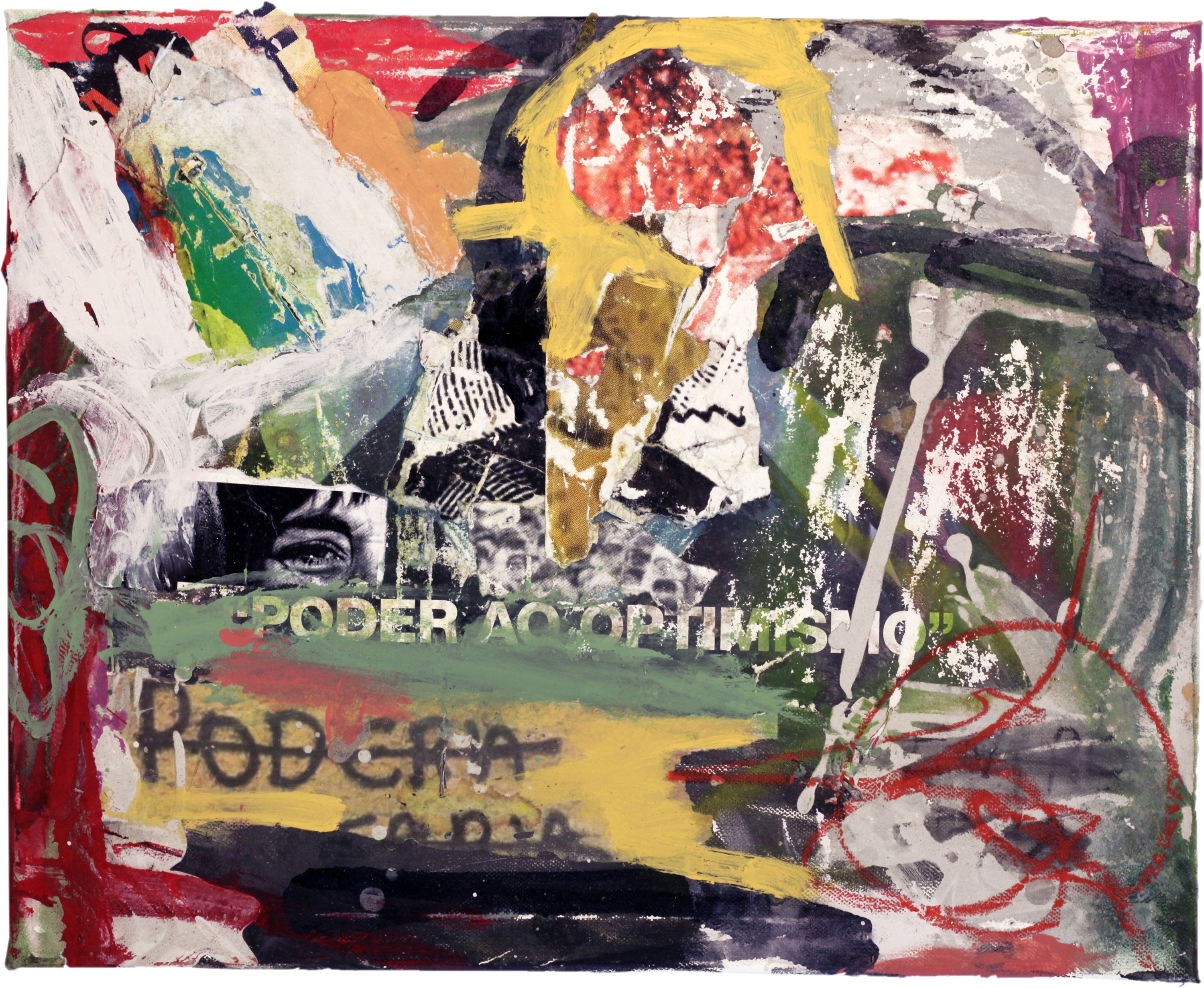 Poder ao optimismo, original Avant-Garde Canvas Painting by Alexandre Rola