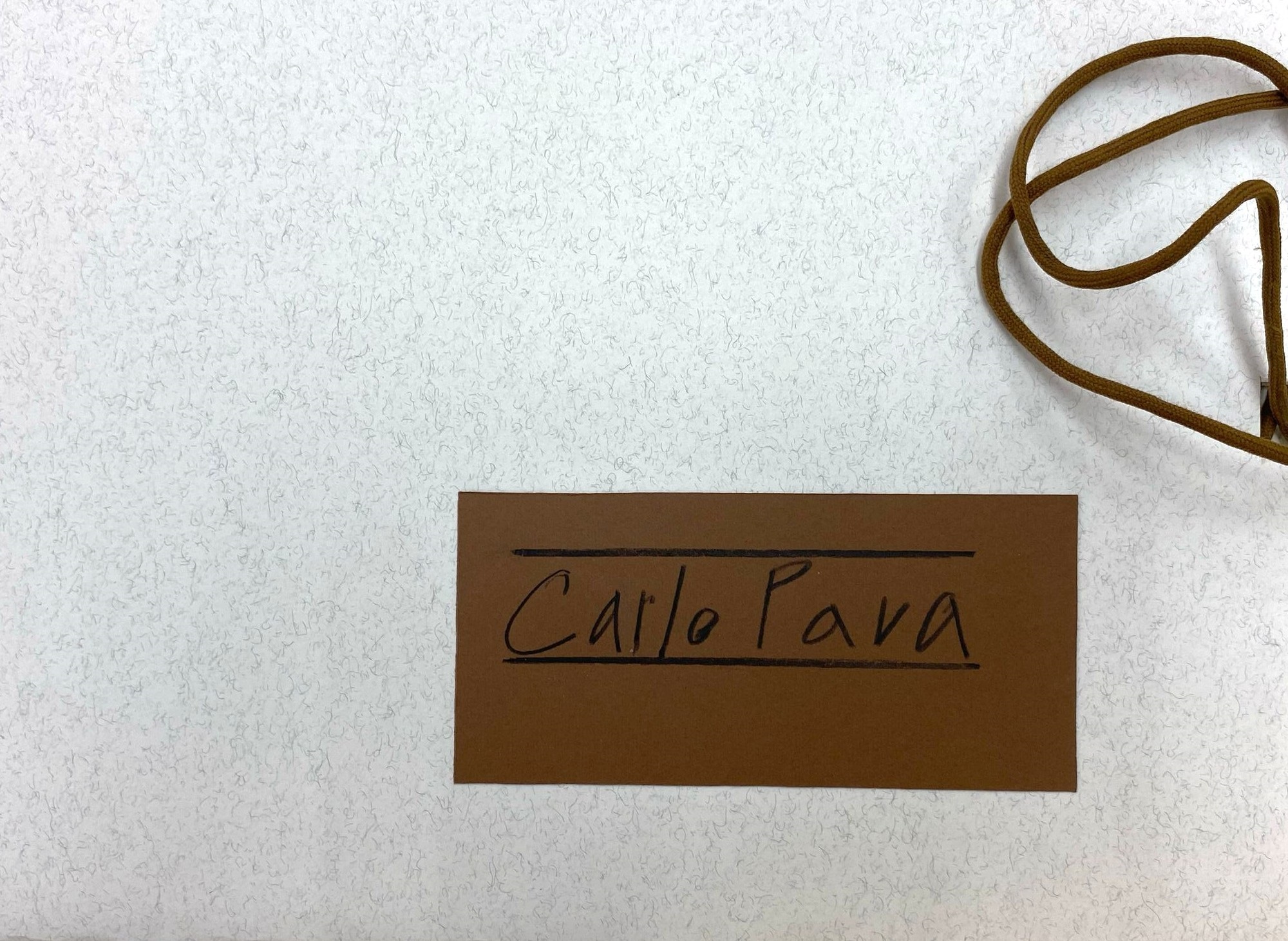 Sei disegni elementari con laccio per scarpe marrone, original Resumen Técnica Mixta Dibujo e Ilustración de Giancarlo  Pavanello