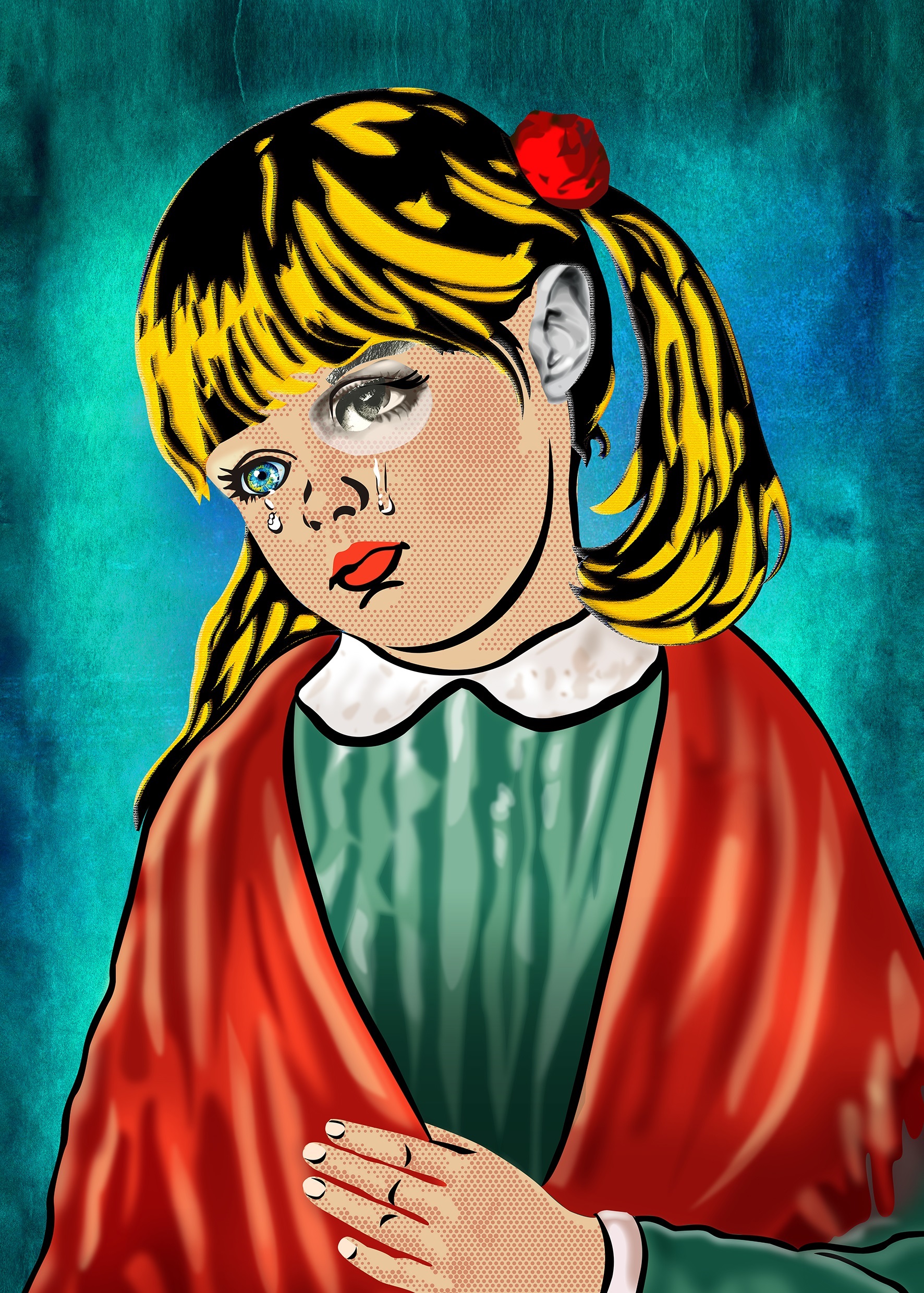 Menina da Lágrima (Tela), original Avant-Garde Canvas Drawing and Illustration by Maria João Faustino