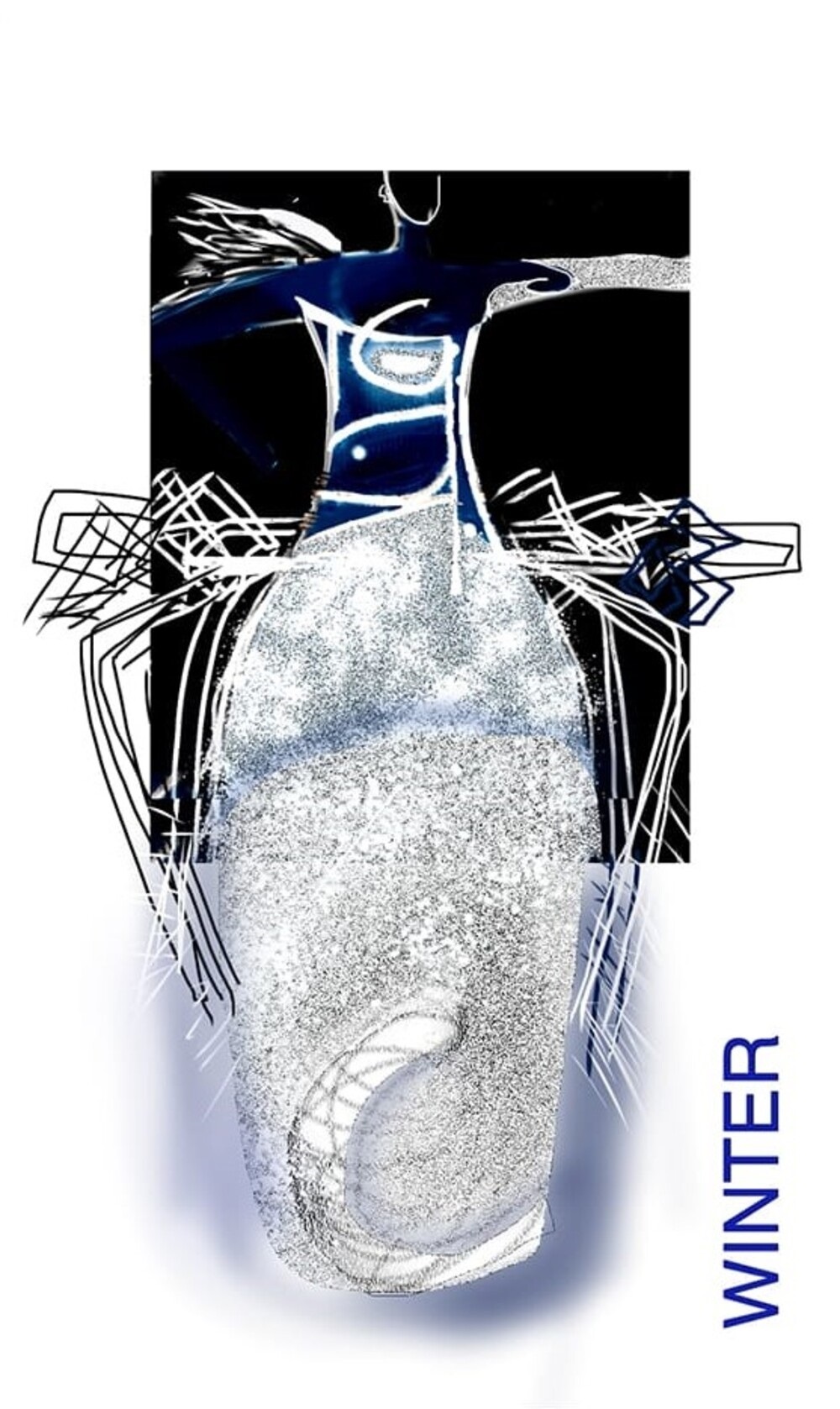 WINTER – OPERA HOUSE AUGHSBURG, original Geometric Digital Drawing and Illustration by Helena de Medeiros