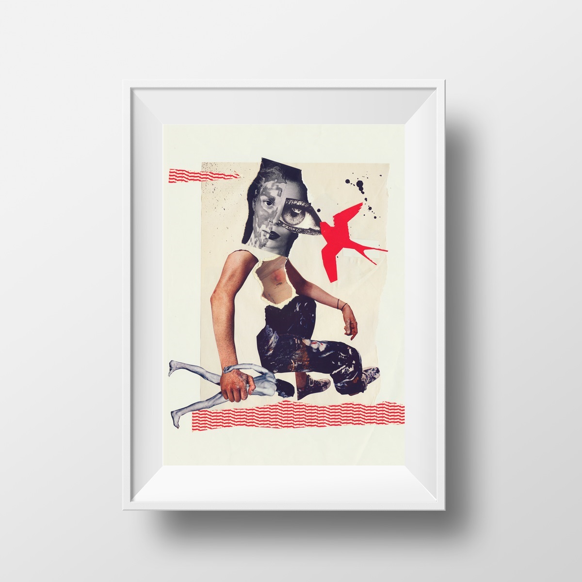 Damage, original Human Figure Collage Drawing and Illustration by Maria João Faustino