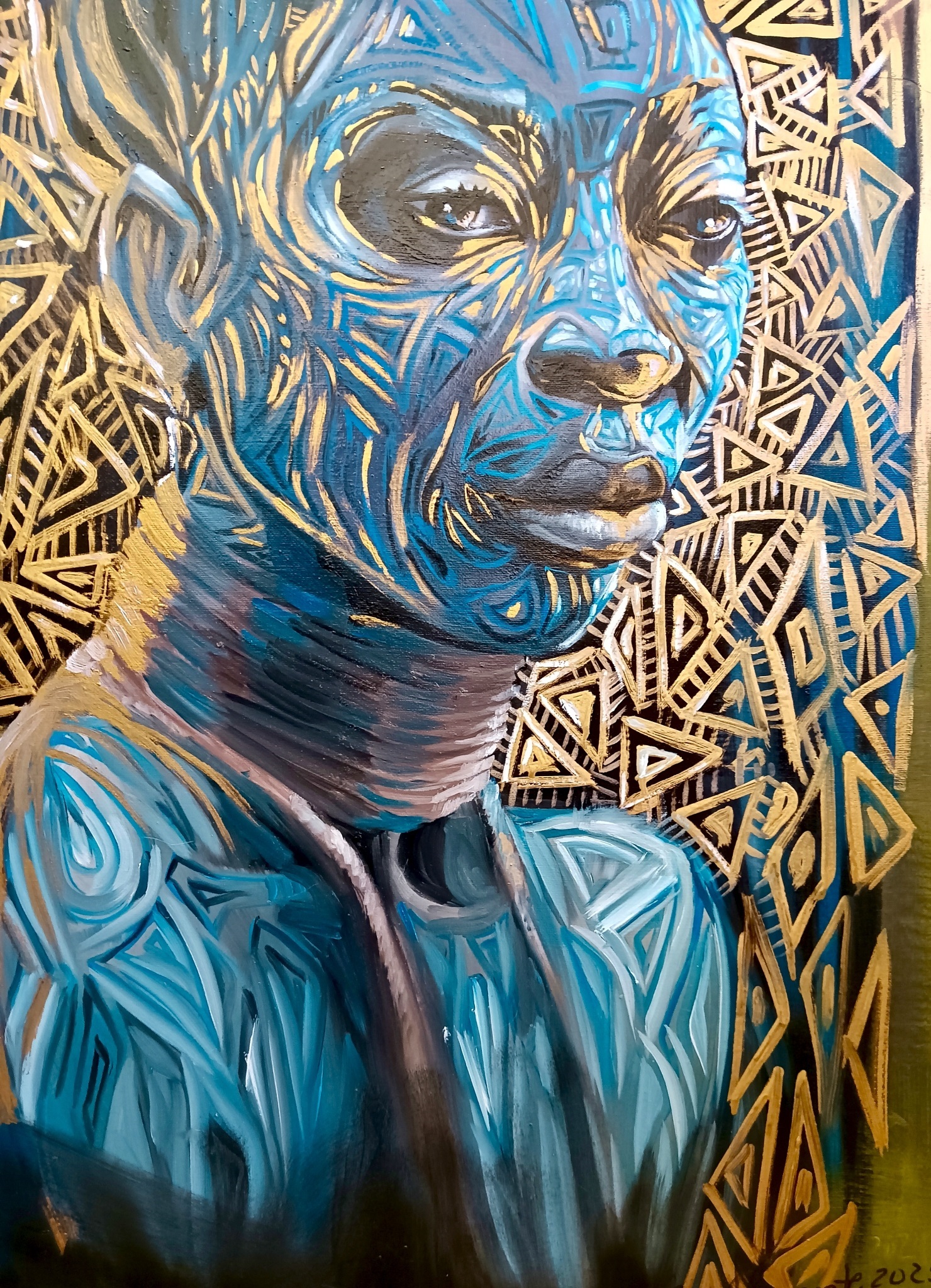África azul, Pintura Óleo Paisagem original por Vânia Clemente Ferreiro