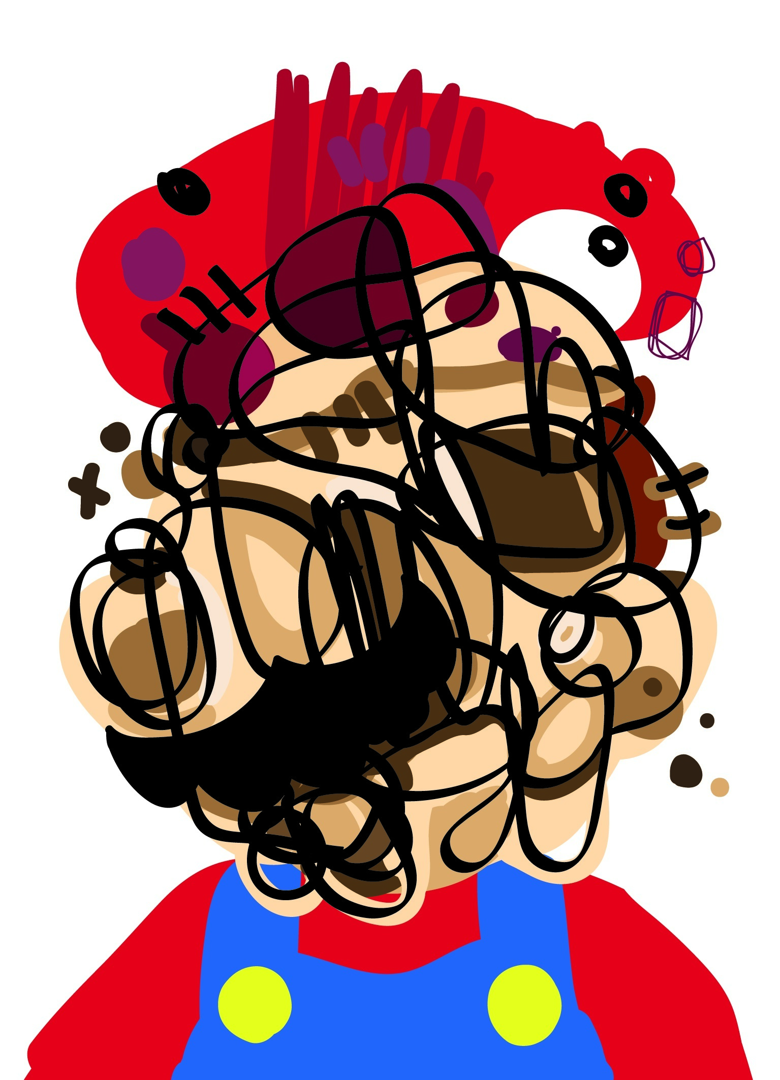 Mario Bros (Portrait Pixel), original Portrait Papier Dessin et illustration par Rafa López