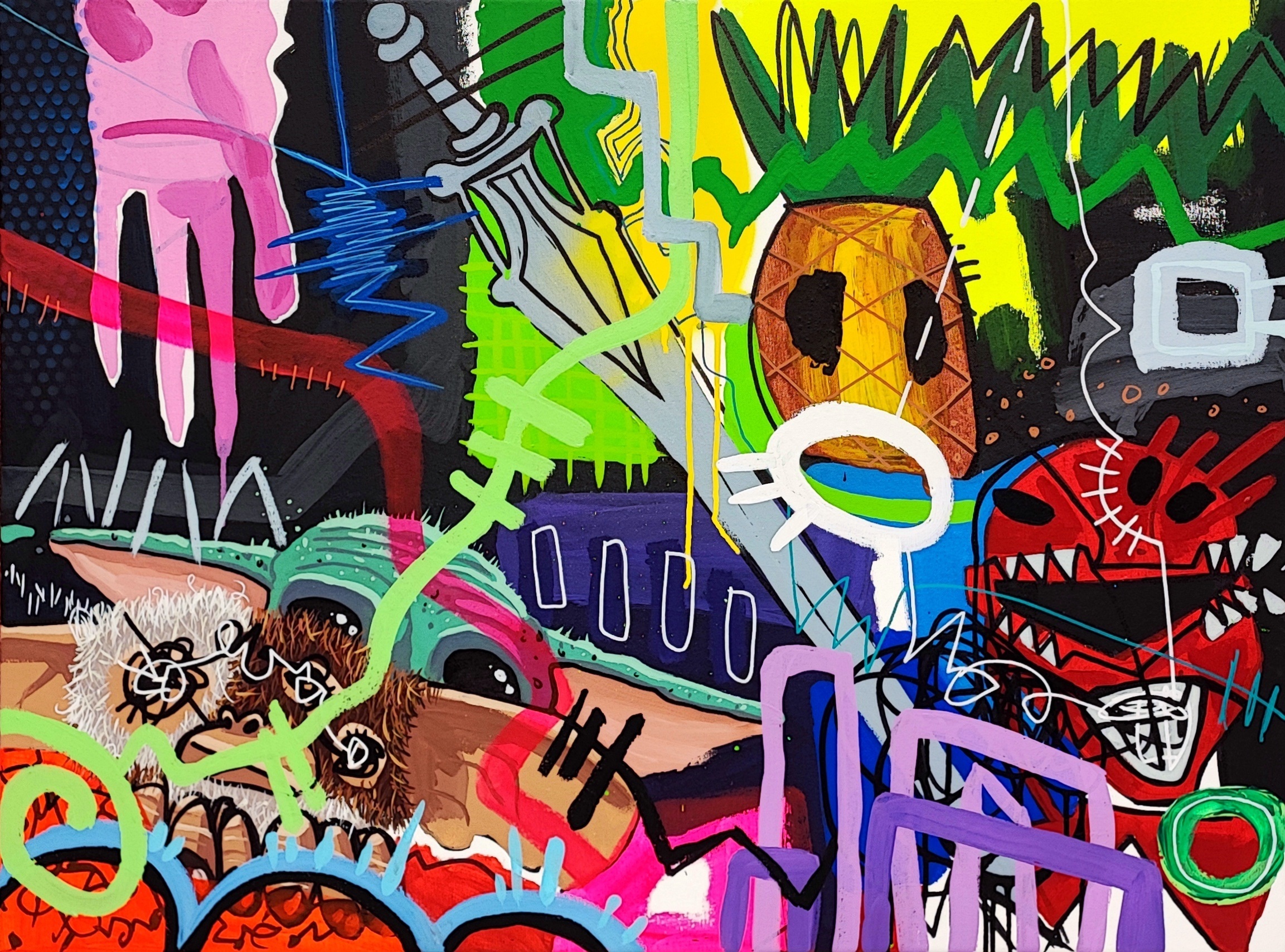 Papá, ¡pon Grambo! II, original Animals Mixed Technique Painting by Rafa López