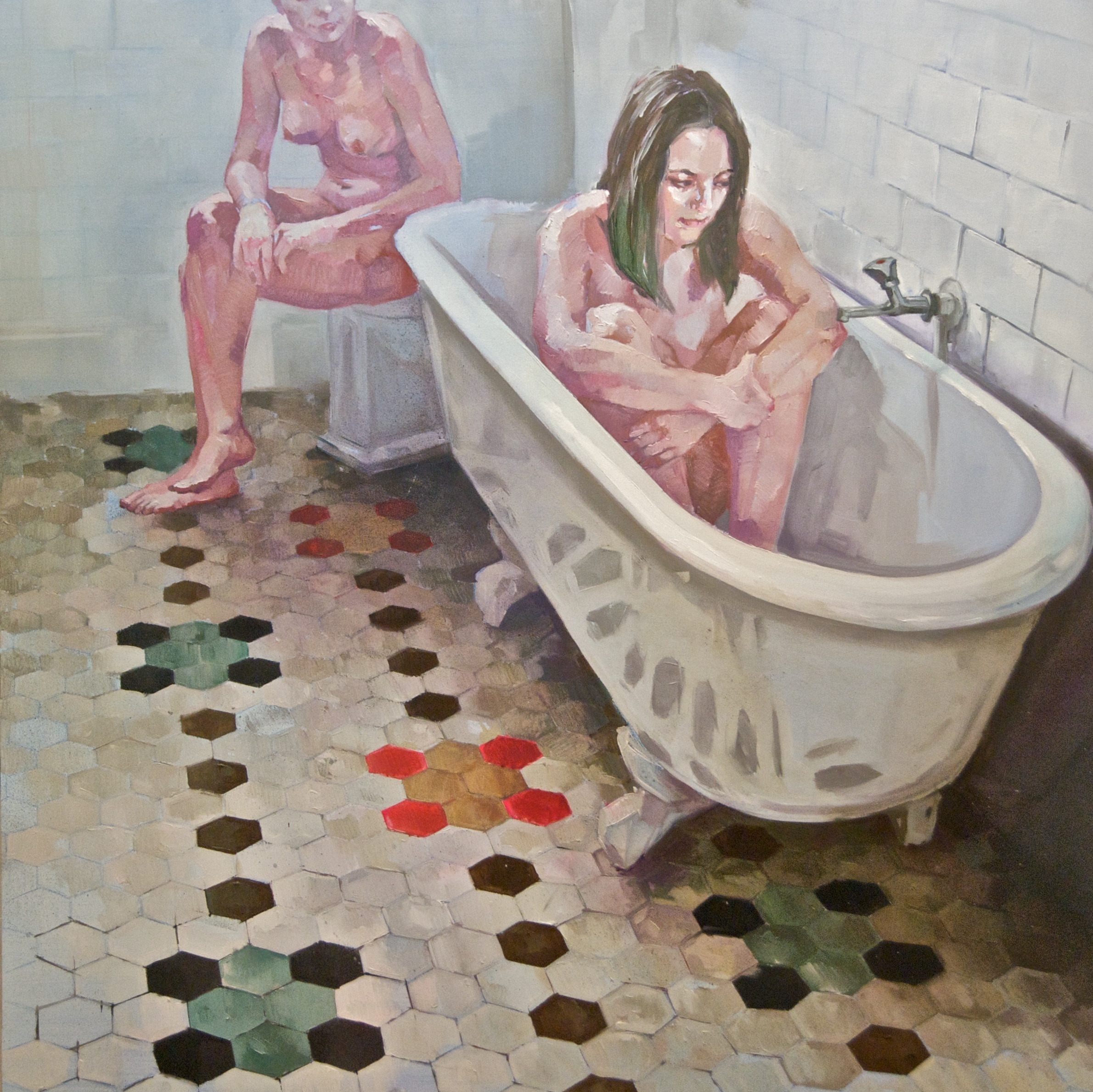 Bañera y suelo hidráulico hexagonal., original Corps Toile La peinture par Alejandro Casanova