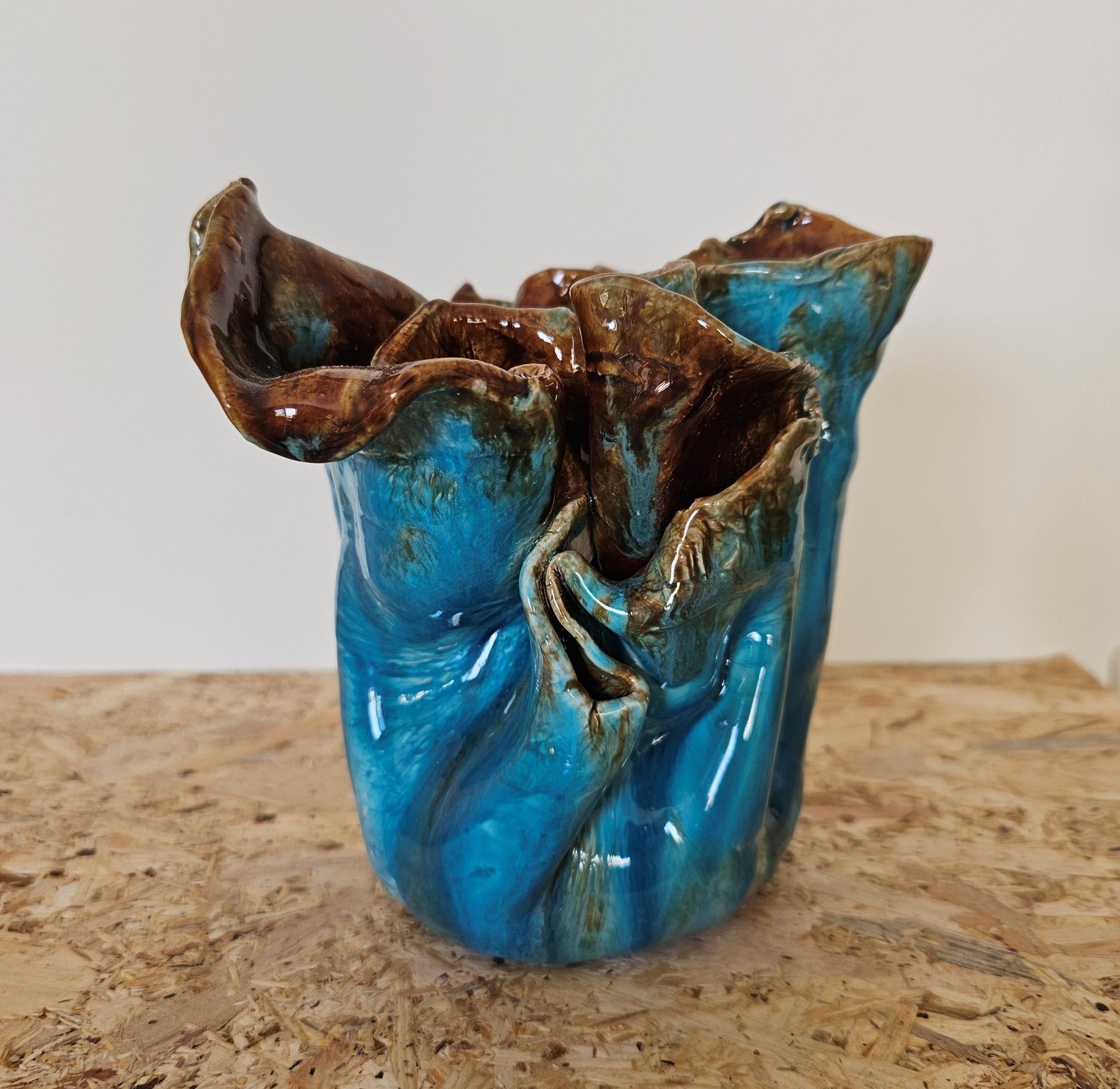 Vase Blue I (Plant), original Human Figure Ceramic Sculpture by Ana Sousa Santos