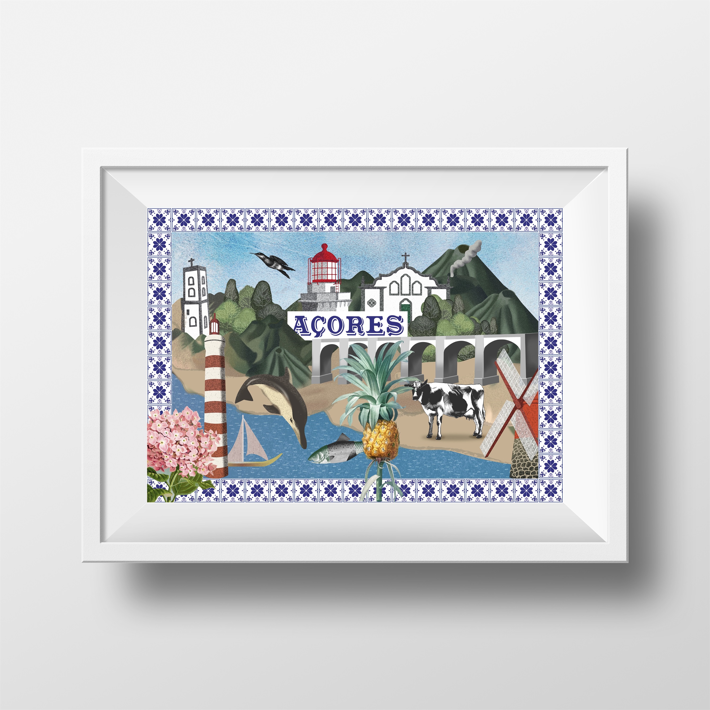 Açores (Poster), original Human Figure Collage Drawing and Illustration by Maria João Faustino