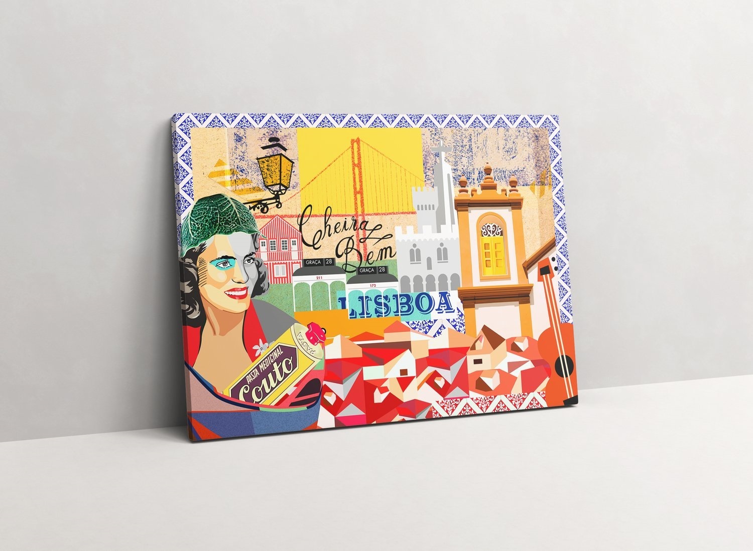 Tela "Cheira a Lisboa", original Abstract Collage Drawing and Illustration by Maria João Faustino