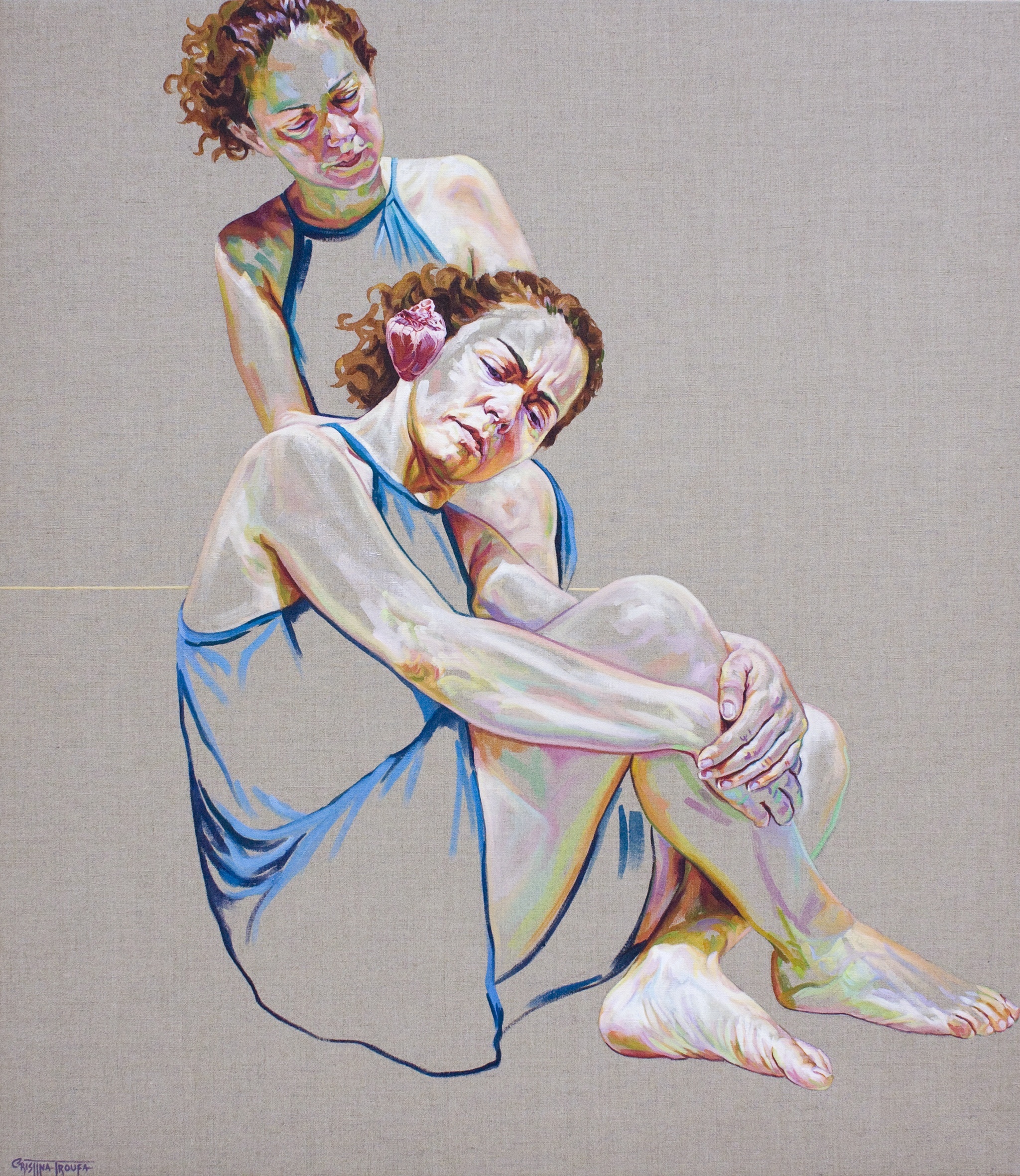 Ouvir, original Woman Acrylic Painting by Cristina  Troufa