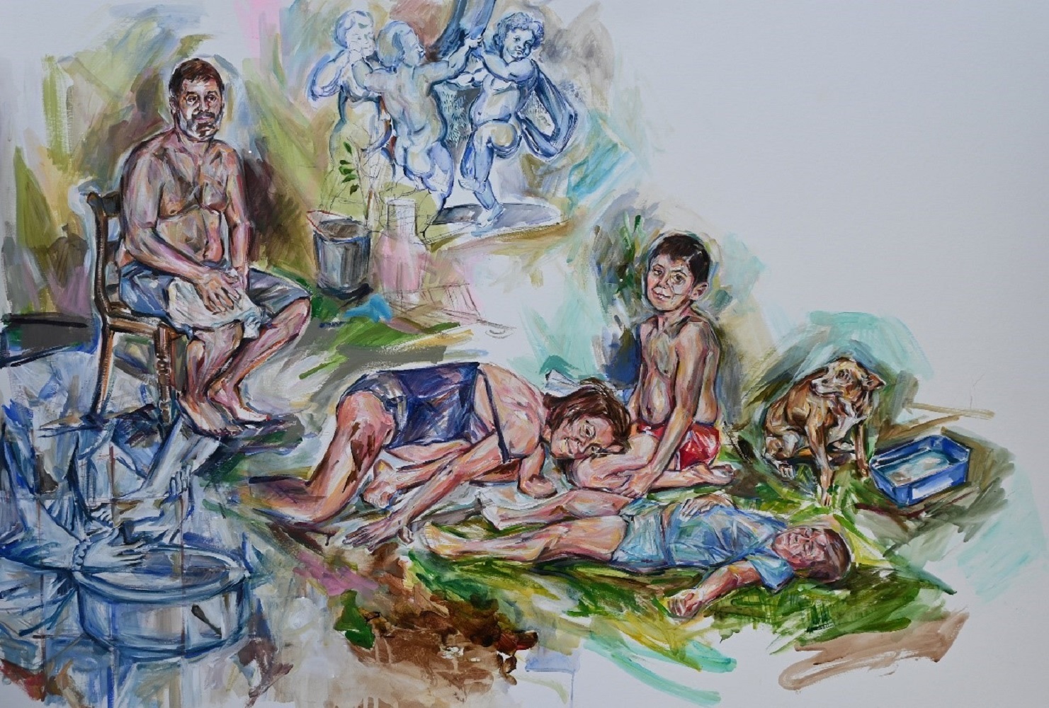 Voava a esperança e pousou, como se lhe pudesse tocar, Pintura Acrílico Mulher original por Elizabeth  Leite