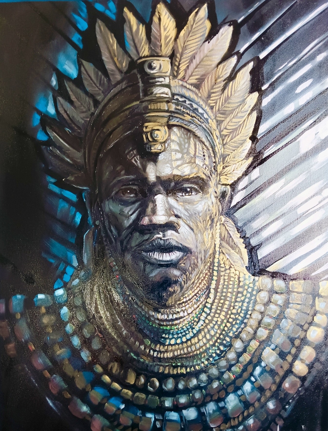 tribo , original Minimaliste Pétrole La peinture par Vânia Clemente Ferreiro