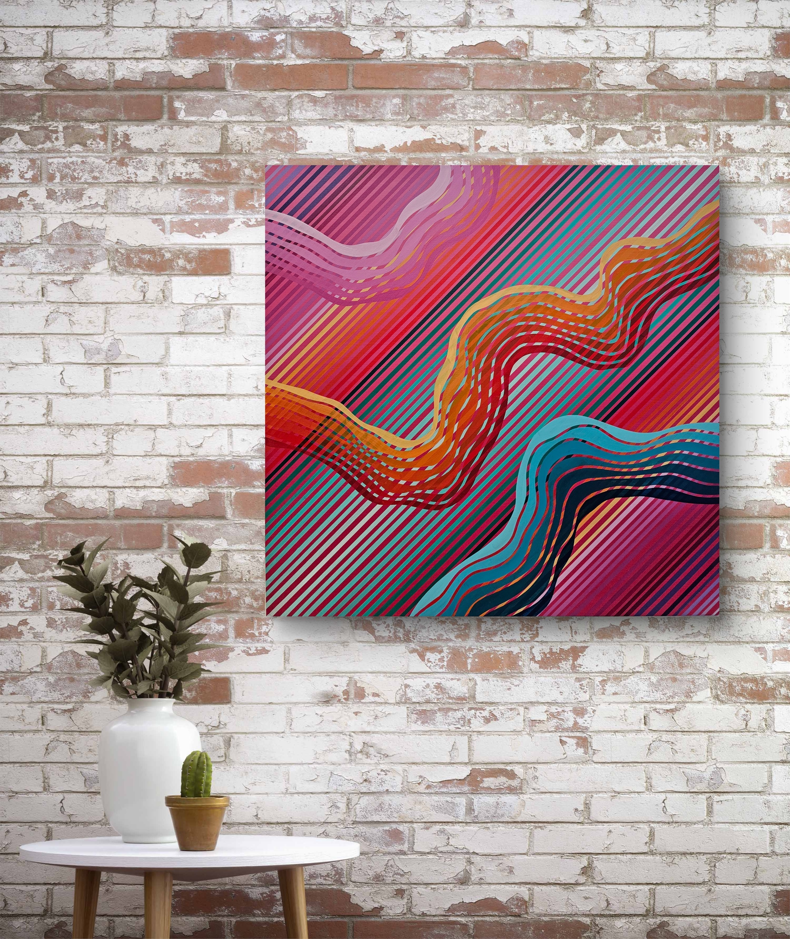 Frequenza em Rosa Violeta, original Minimalista Acrílico Pintura de Ana Marlene Lima