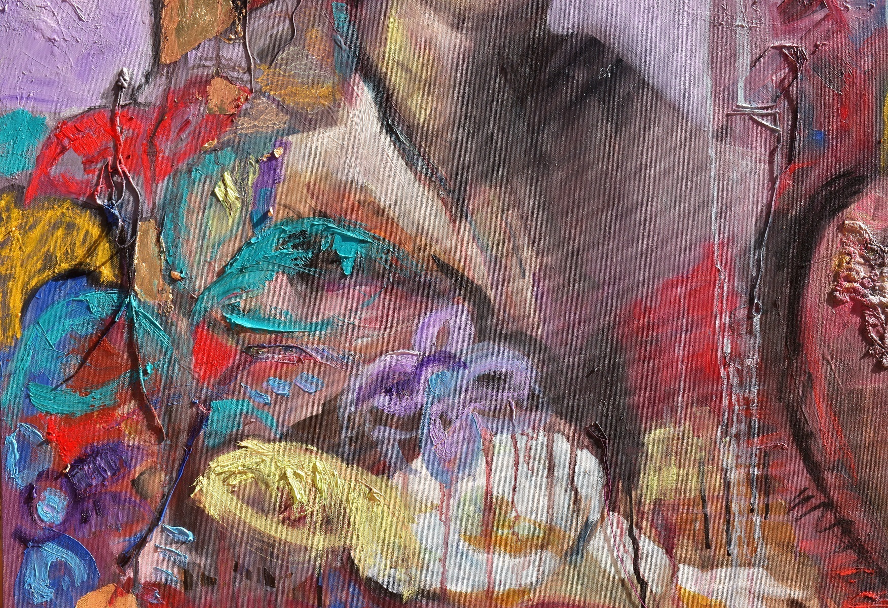 Lady With Flowers, original Mujer Petróleo Pintura de ELISA DA COSTA