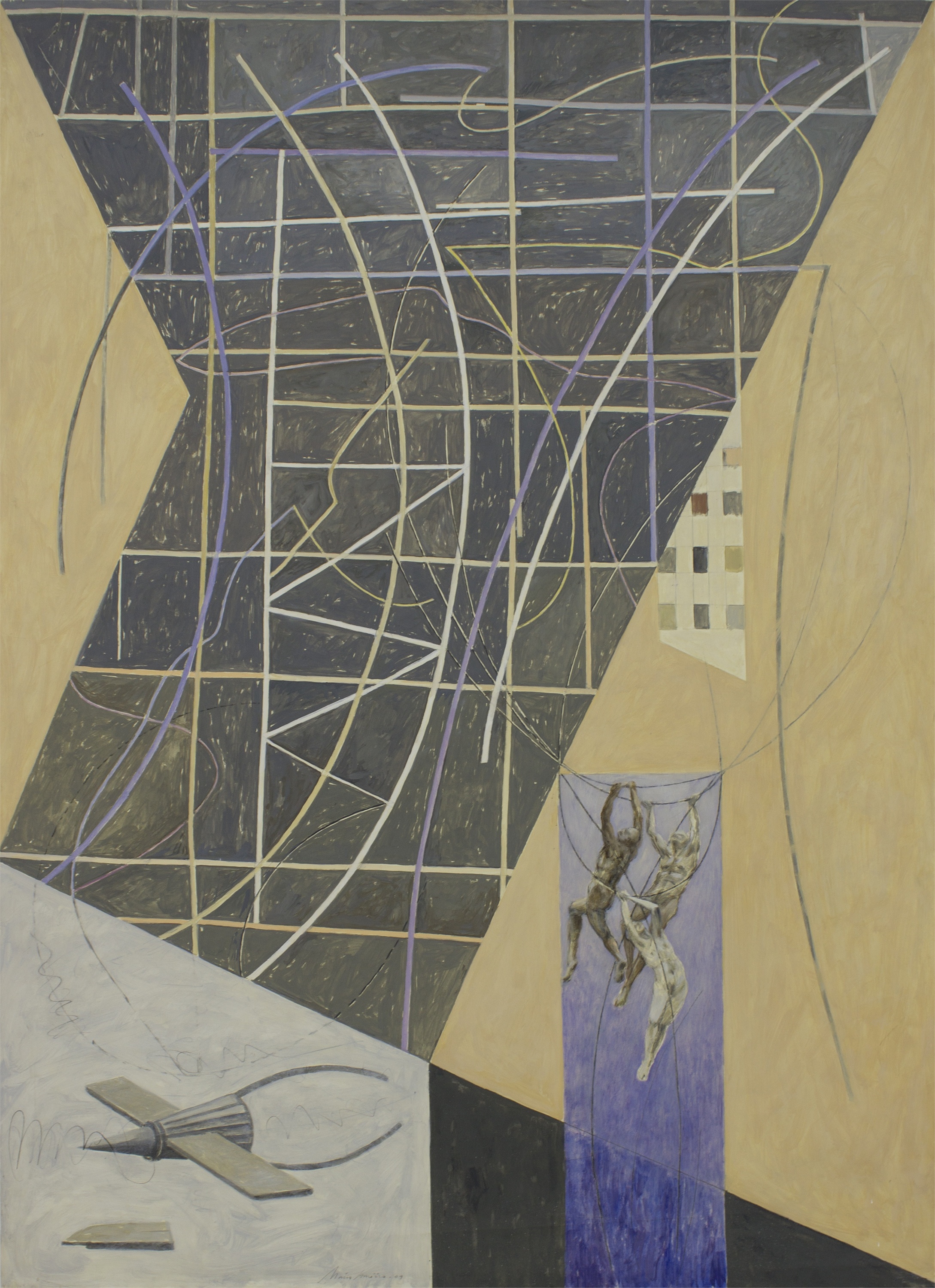 Construção II, original Figure humaine charbon Dessin et illustration par Mário Américo