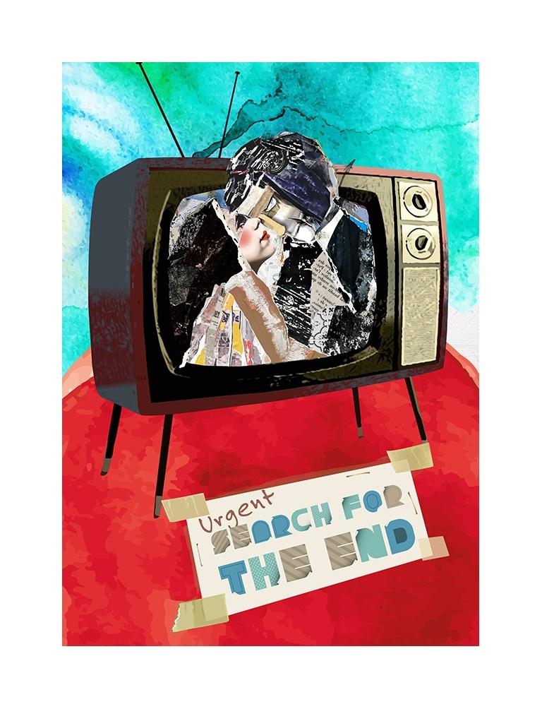 Out of fiction, original Abstract Canvas Drawing and Illustration by Maria João Faustino