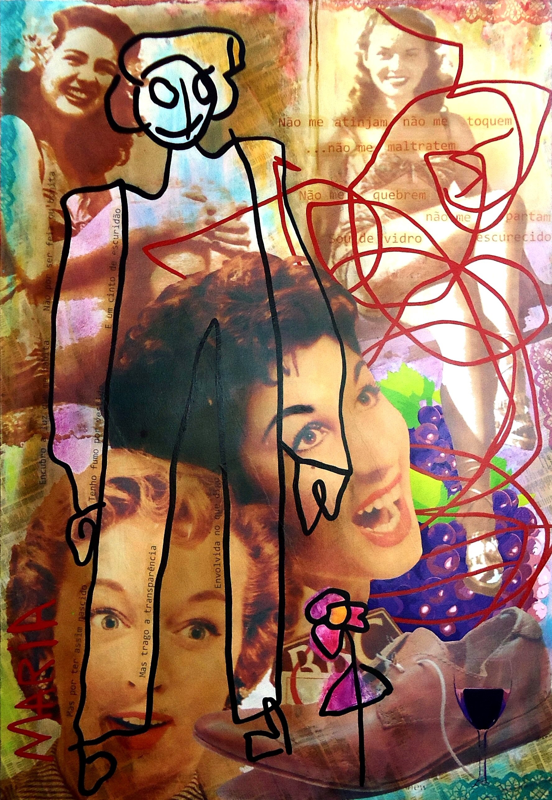 MARIA REMIXED , original Human Figure Mixed Technique Painting by Alvarenga Marques