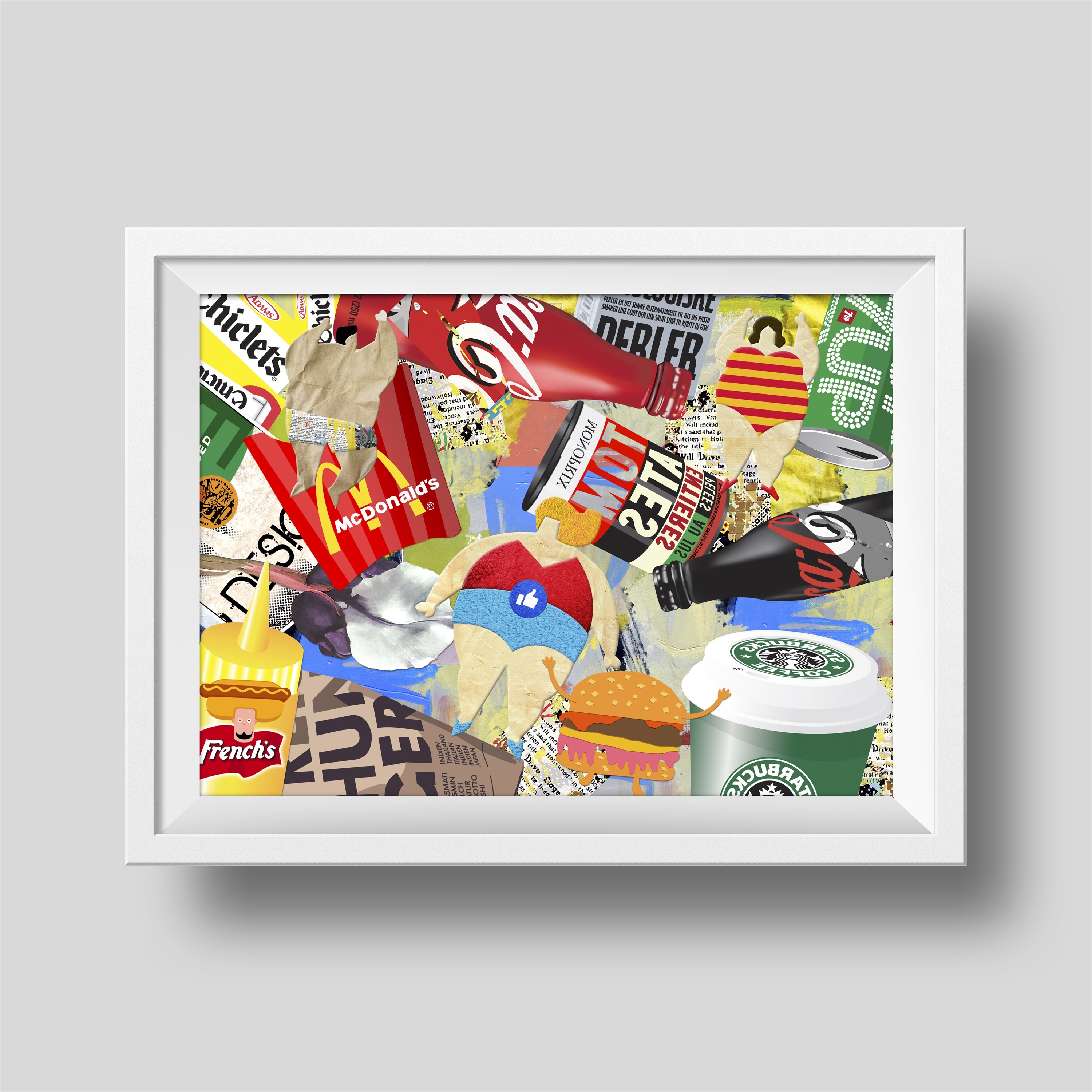 Fast and Fat, original Human Figure Collage Drawing and Illustration by Maria João Faustino