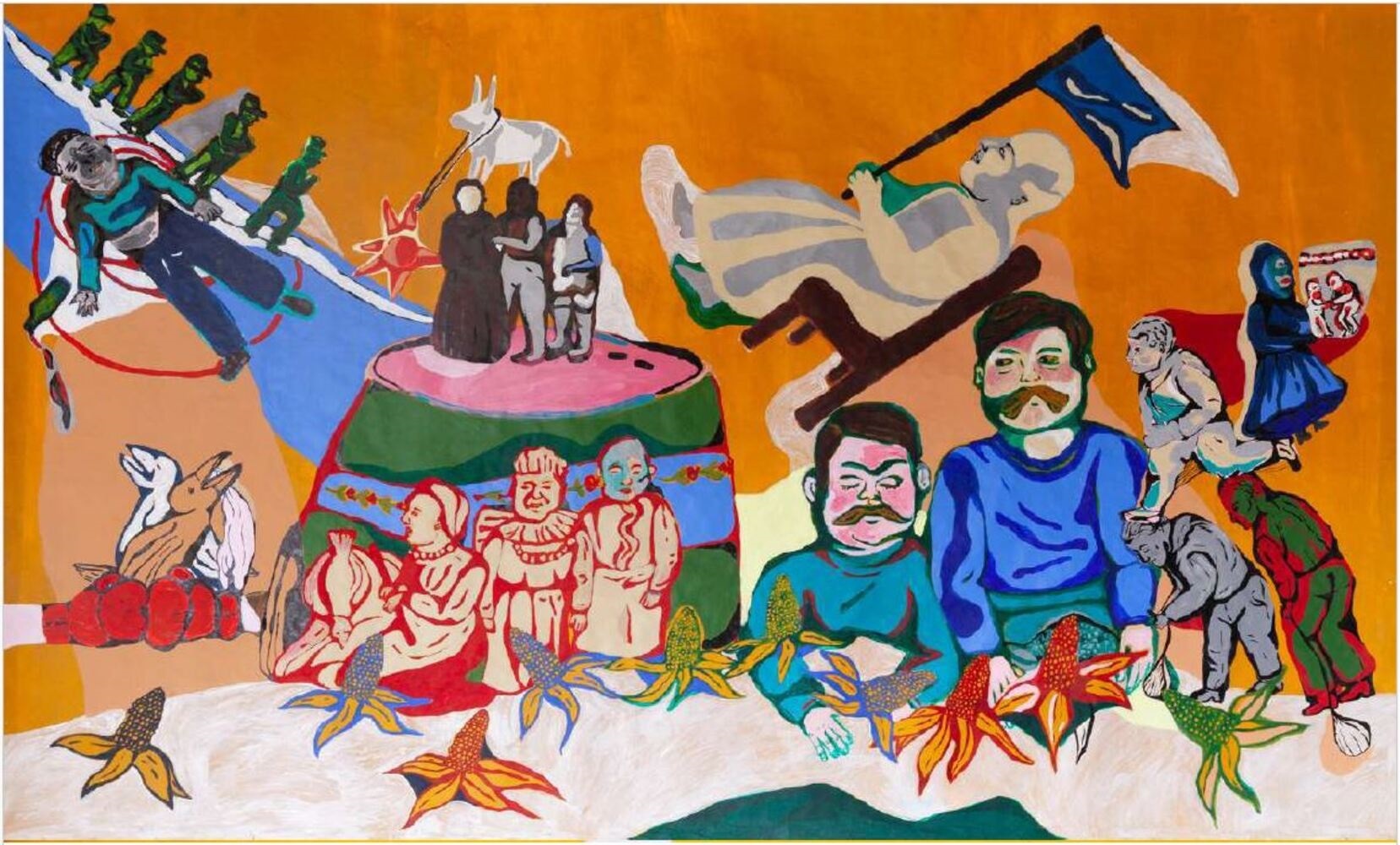 Tierra cubierta de maiz, original Portrait Acrylic Painting by Sara Maia