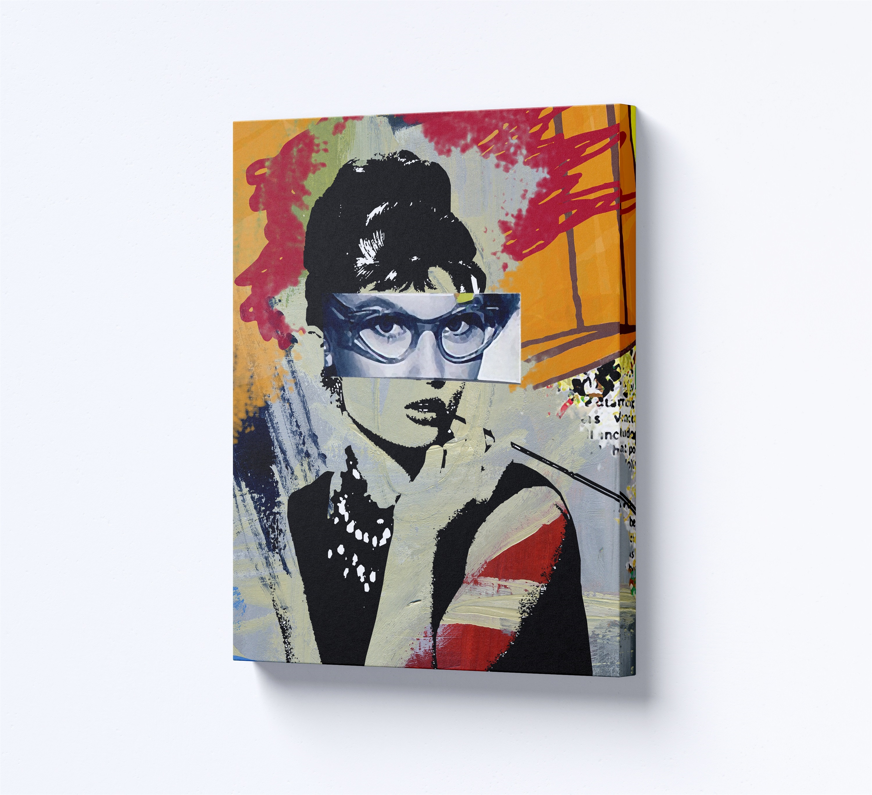 Audrey (tela 50x70cm), original Abstract Collage Drawing and Illustration by Maria João Faustino