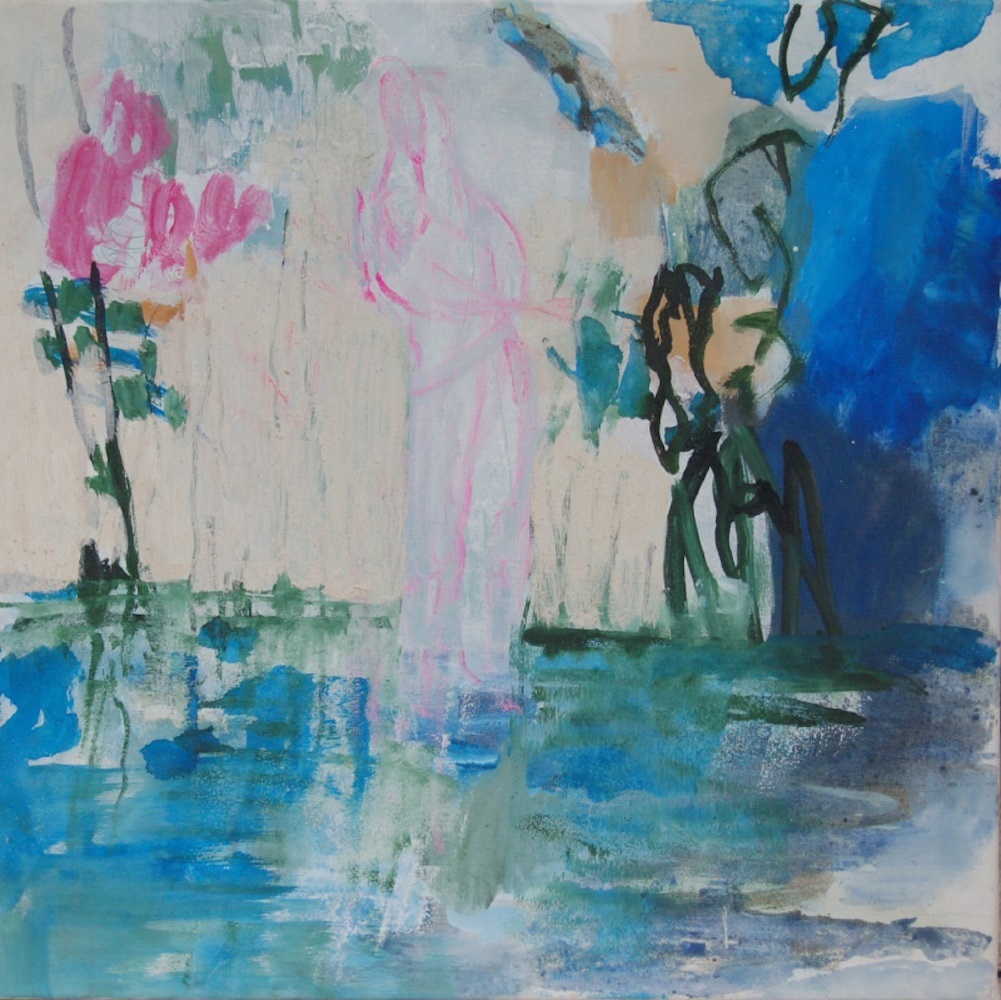 Figure in Blue, original Human Figure Mixed Technique Painting by Irene Maria-Amerbacher