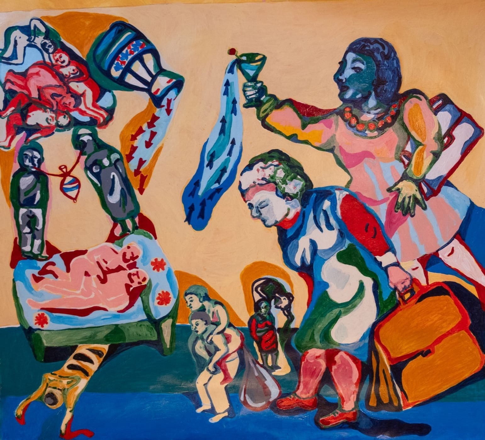 Mala cheia de vazios, original Still Life Acrylic Painting by Sara Maia