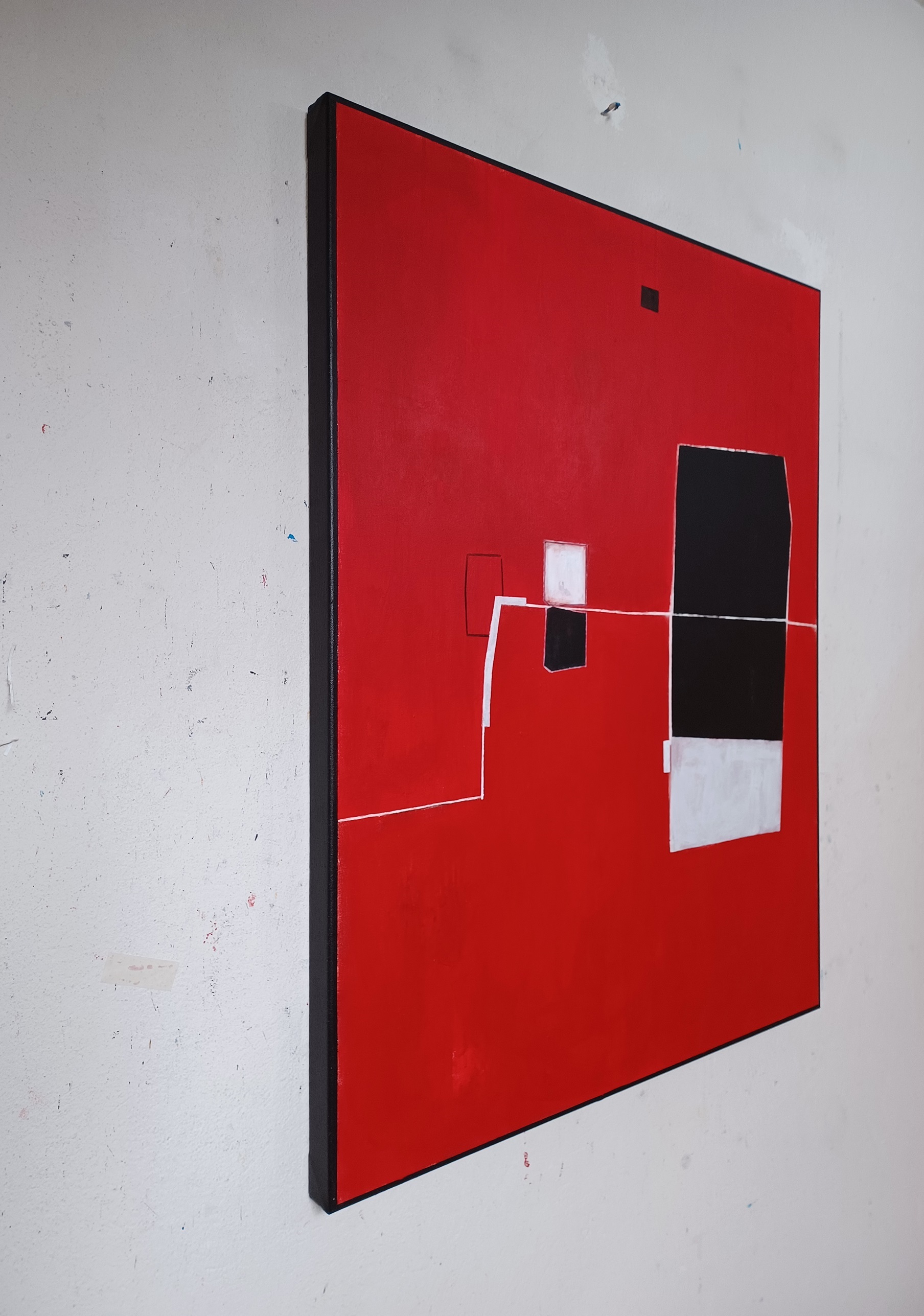 Red composition V, Pintura Acrílico Retrato original por Luis Medina