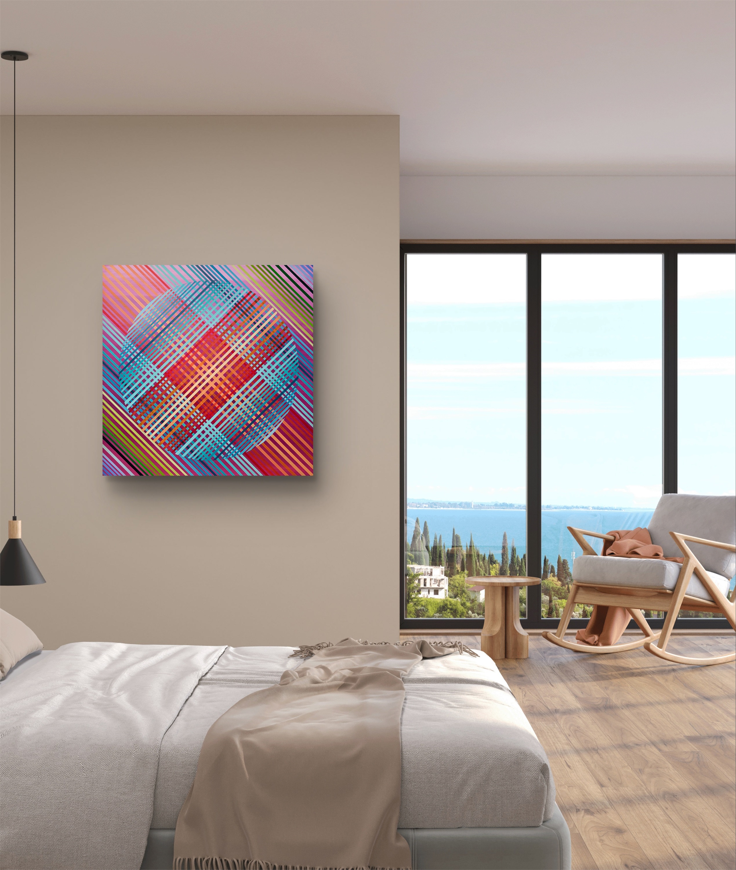 Staccato em Carmim, original Minimalista Acrílico Pintura de Ana Marlene Lima