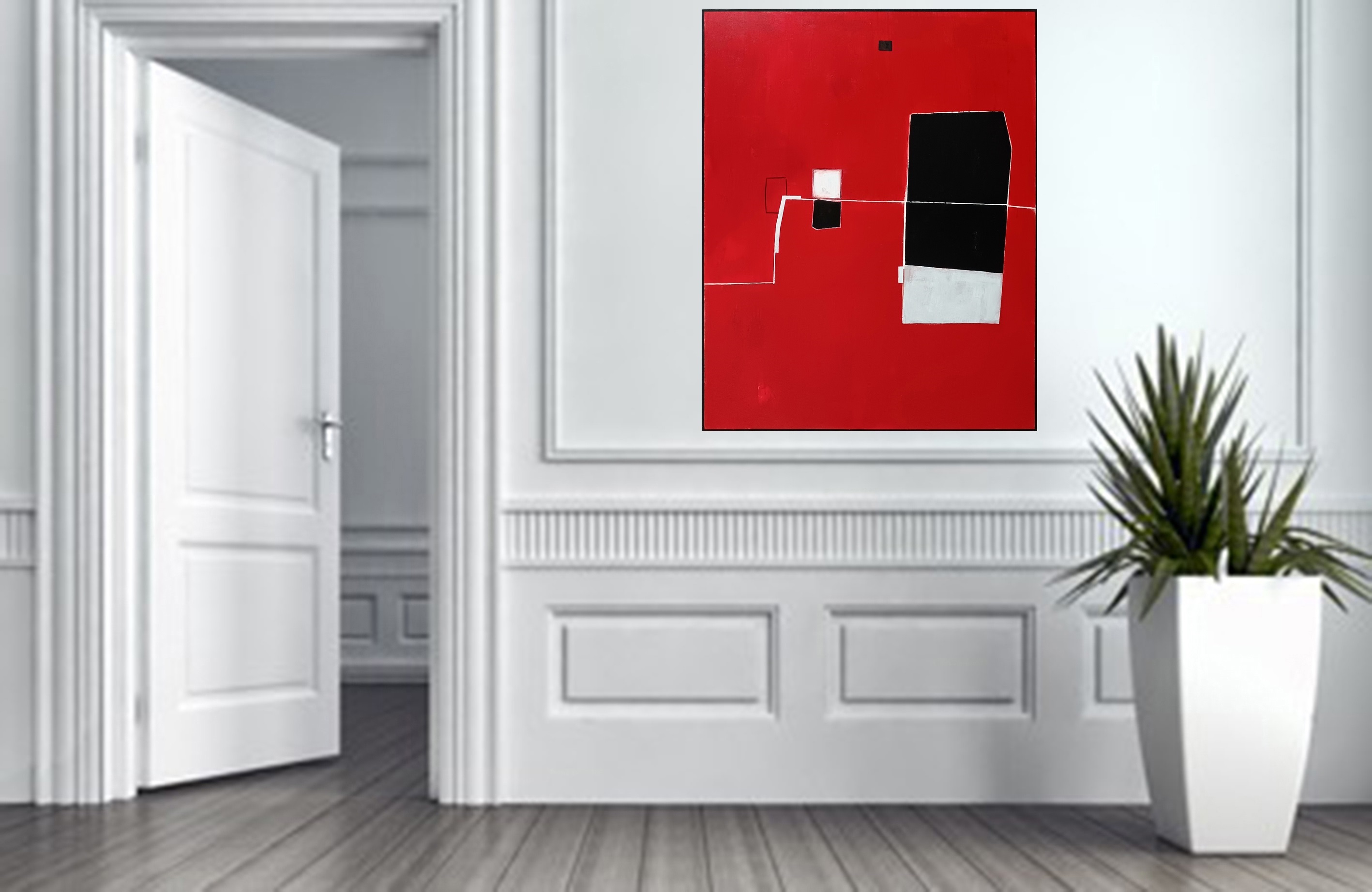 Red composition V, Pintura Acrílico Retrato original por Luis Medina