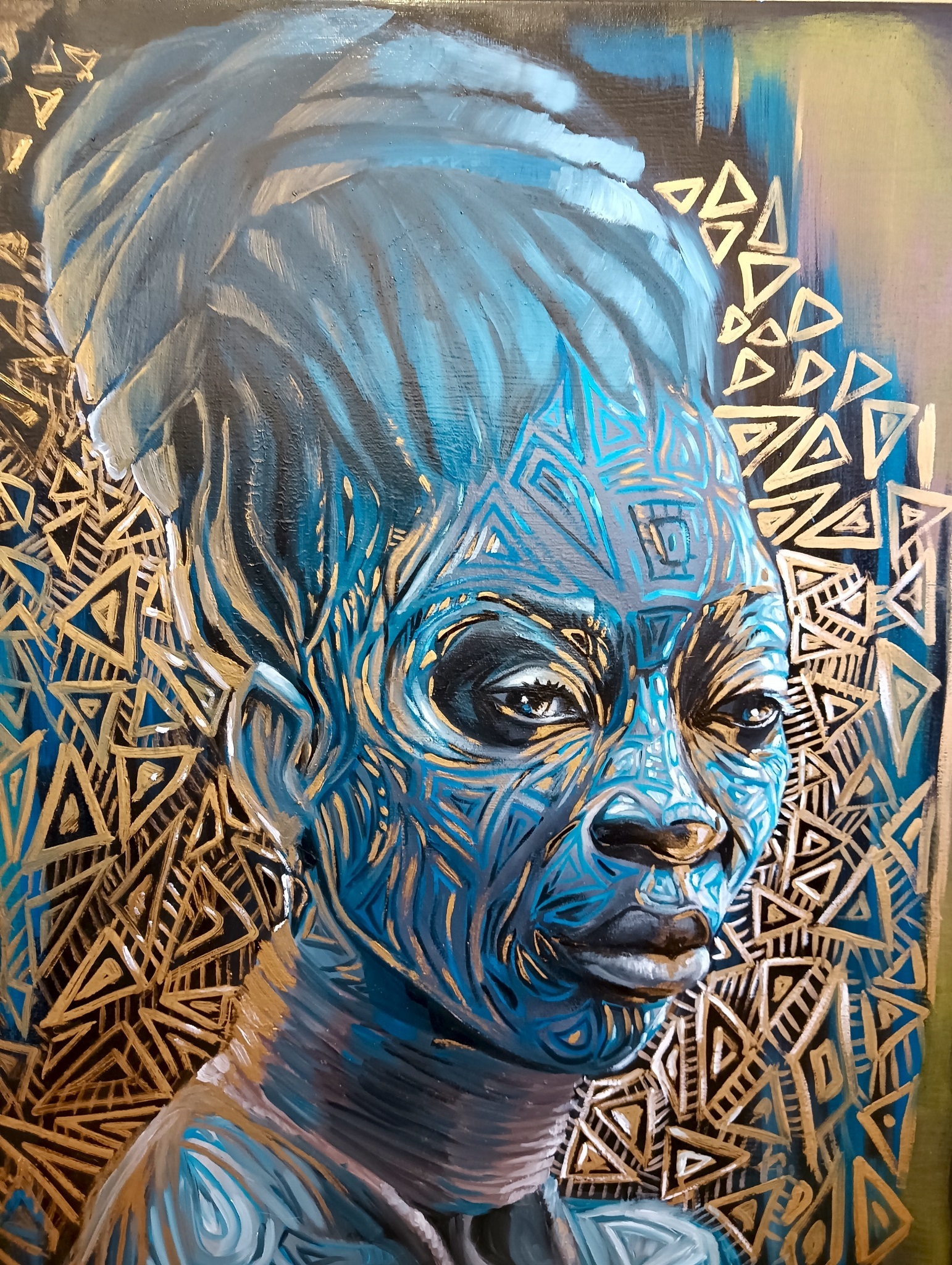 África azul, Pintura Óleo Paisagem original por Vânia Clemente Ferreiro