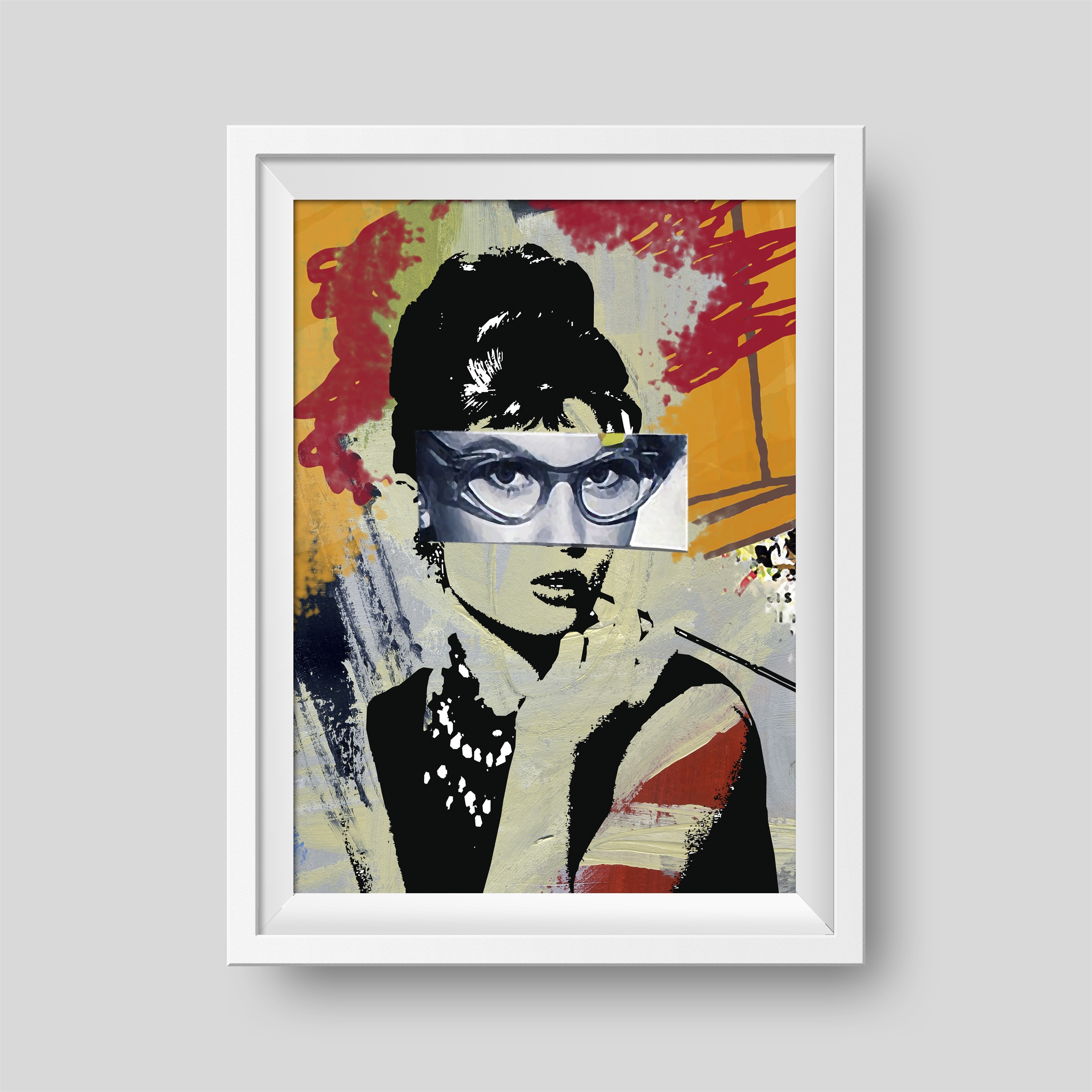 Audrey, original Human Figure Collage Drawing and Illustration by Maria João Faustino