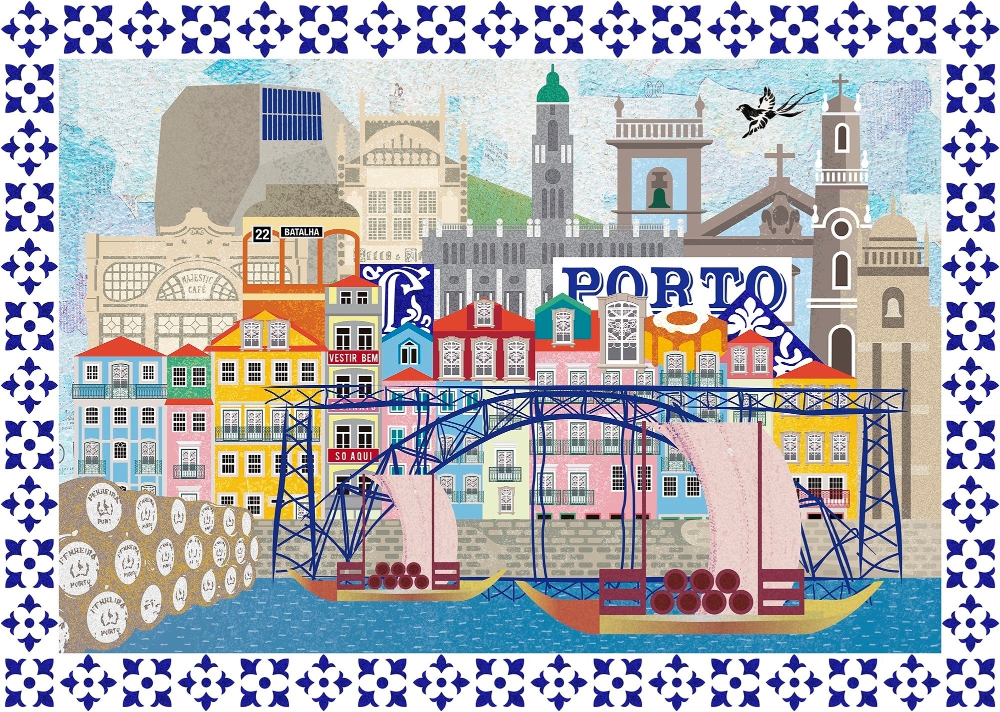 Porto (tela), original Architecture Digital Drawing and Illustration by Maria João Faustino