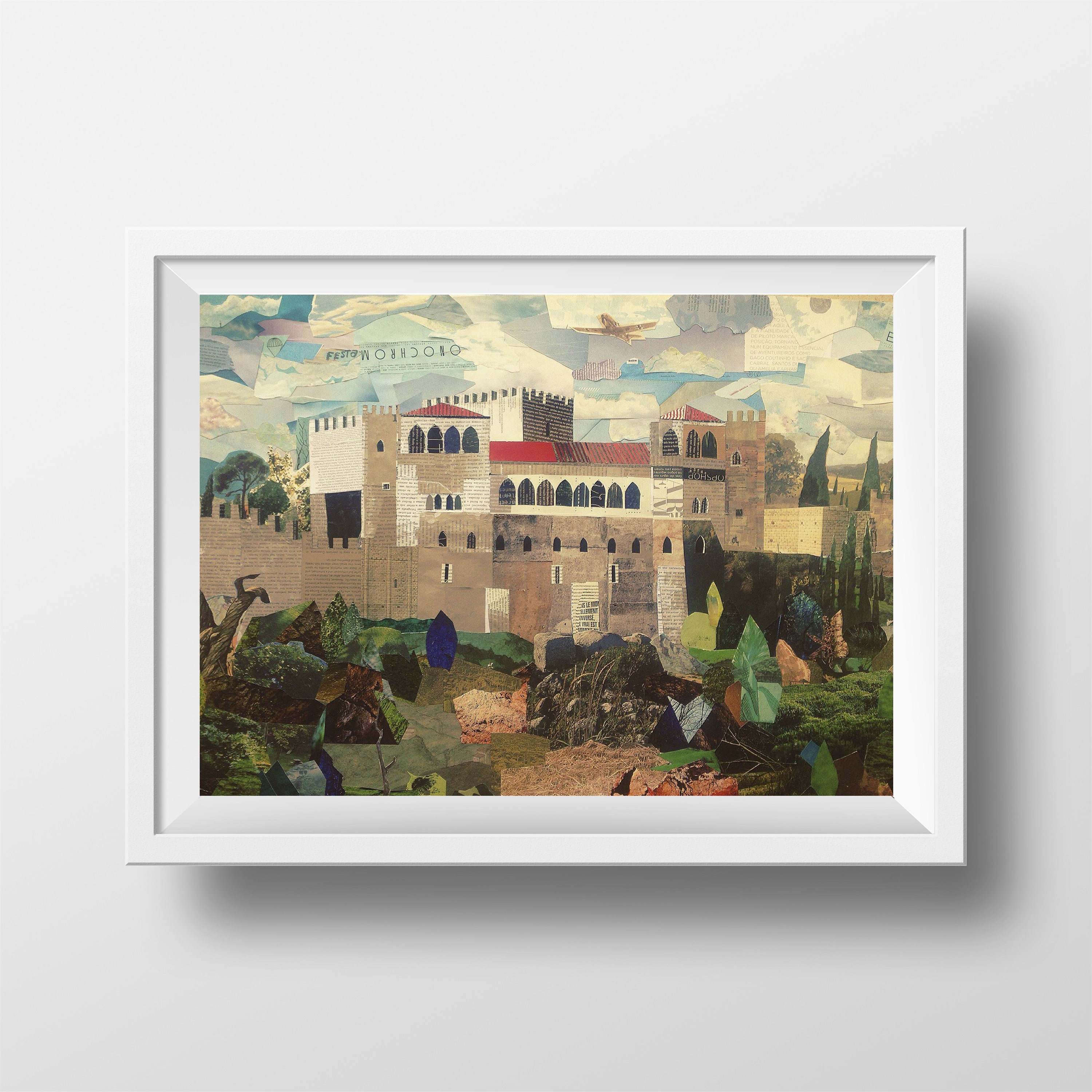 Entre muralhas (Castelo de Leiria), original Architecture Collage Drawing and Illustration by Maria João Faustino