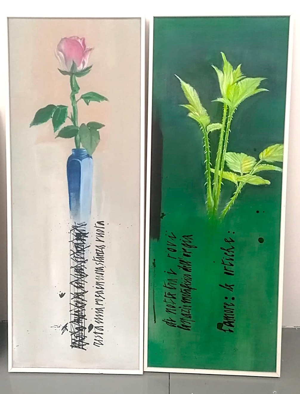 "quattro tele figurative"  [ortiche, una rosa], original Portrait Acrylic Painting by Giancarlo  Pavanello