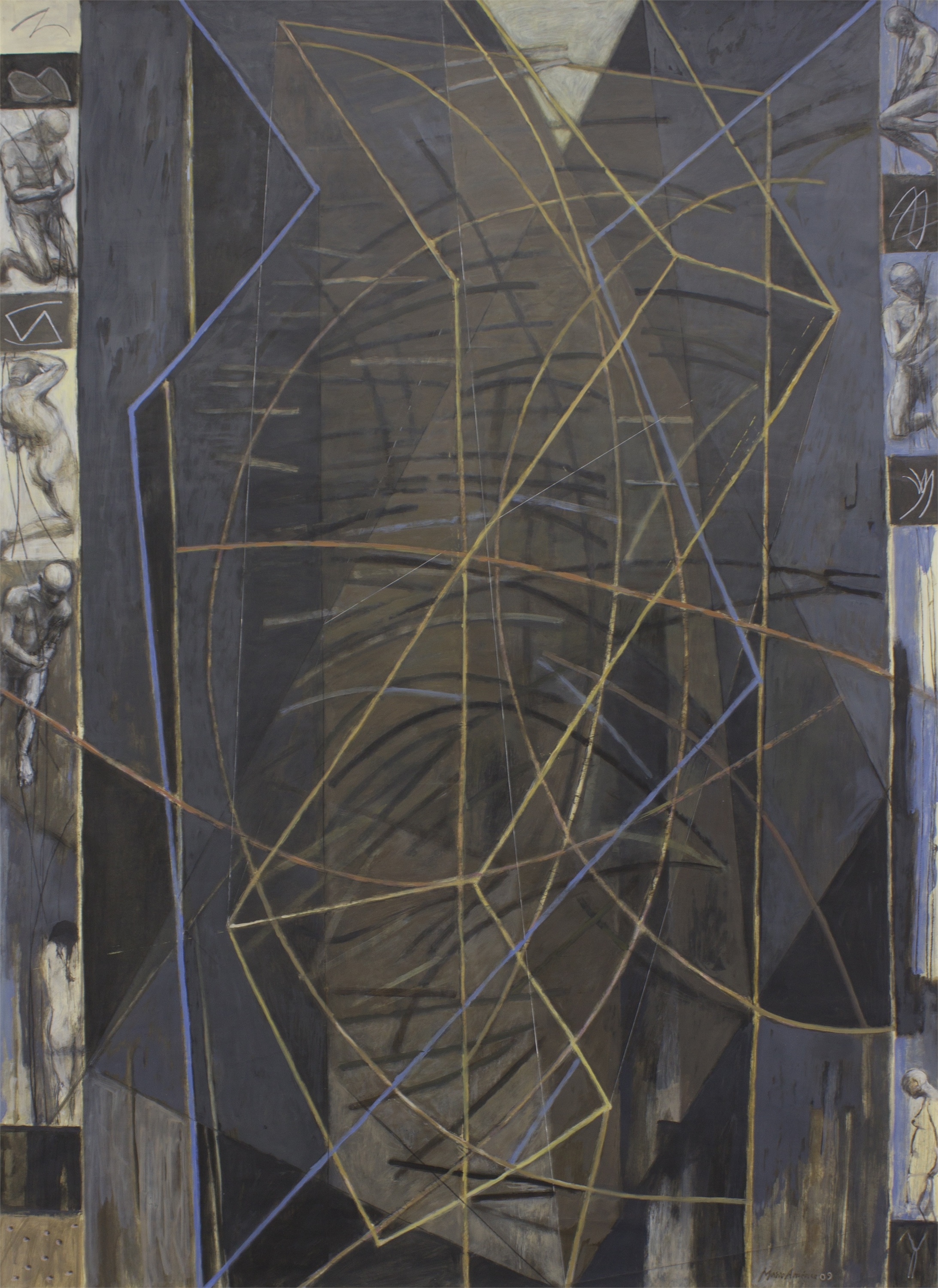 Construção I, original Figure humaine charbon Dessin et illustration par Mário Américo