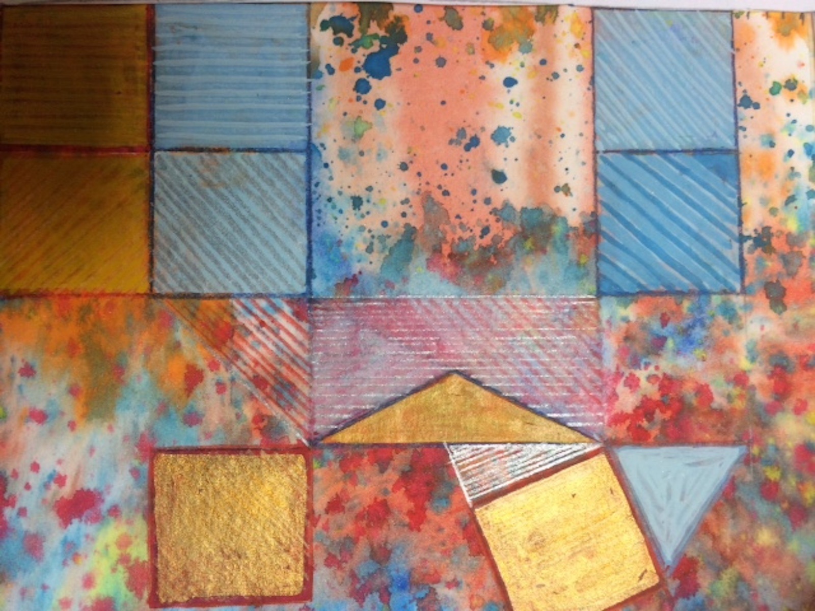 Pastel blue letters, Pintura Aguarela Abstrato original por Penny Koppe