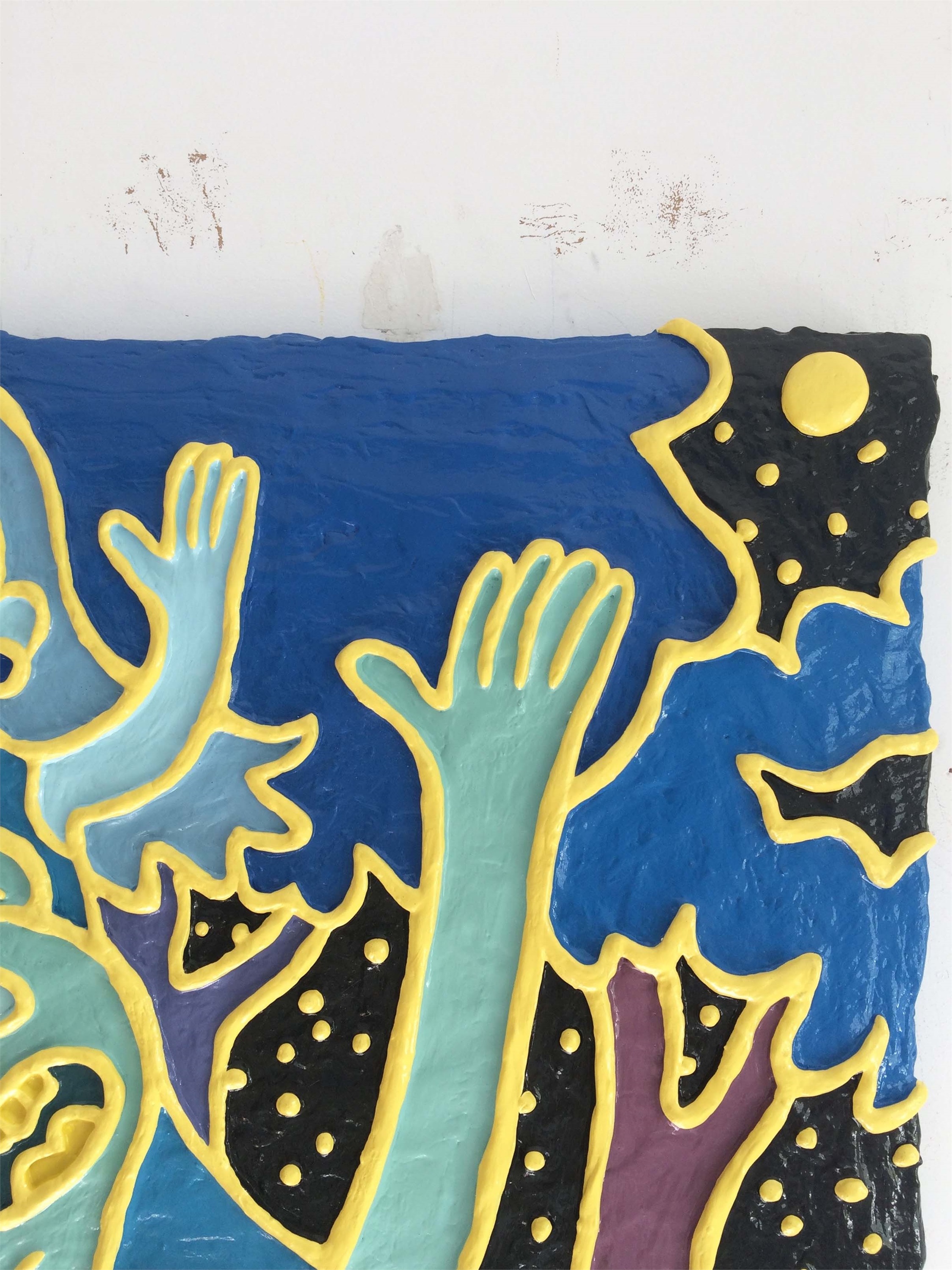 Lua lua luuua! Hojé noite d’lua cheia!, original Abstrait Acrylique La peinture par Hugo Castilho