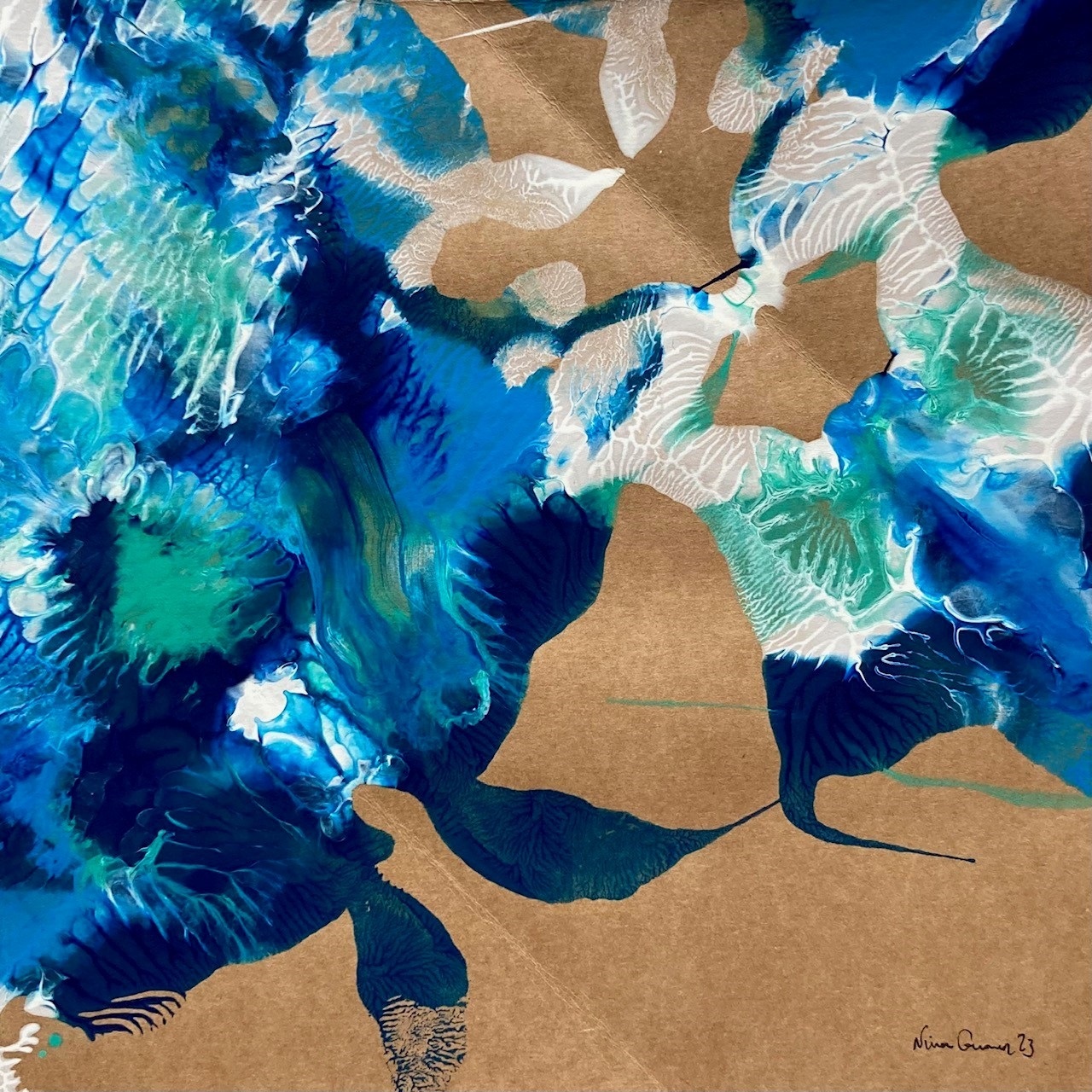 Imprint #6, original Portrait Acrylic Painting by Nina  Onaur