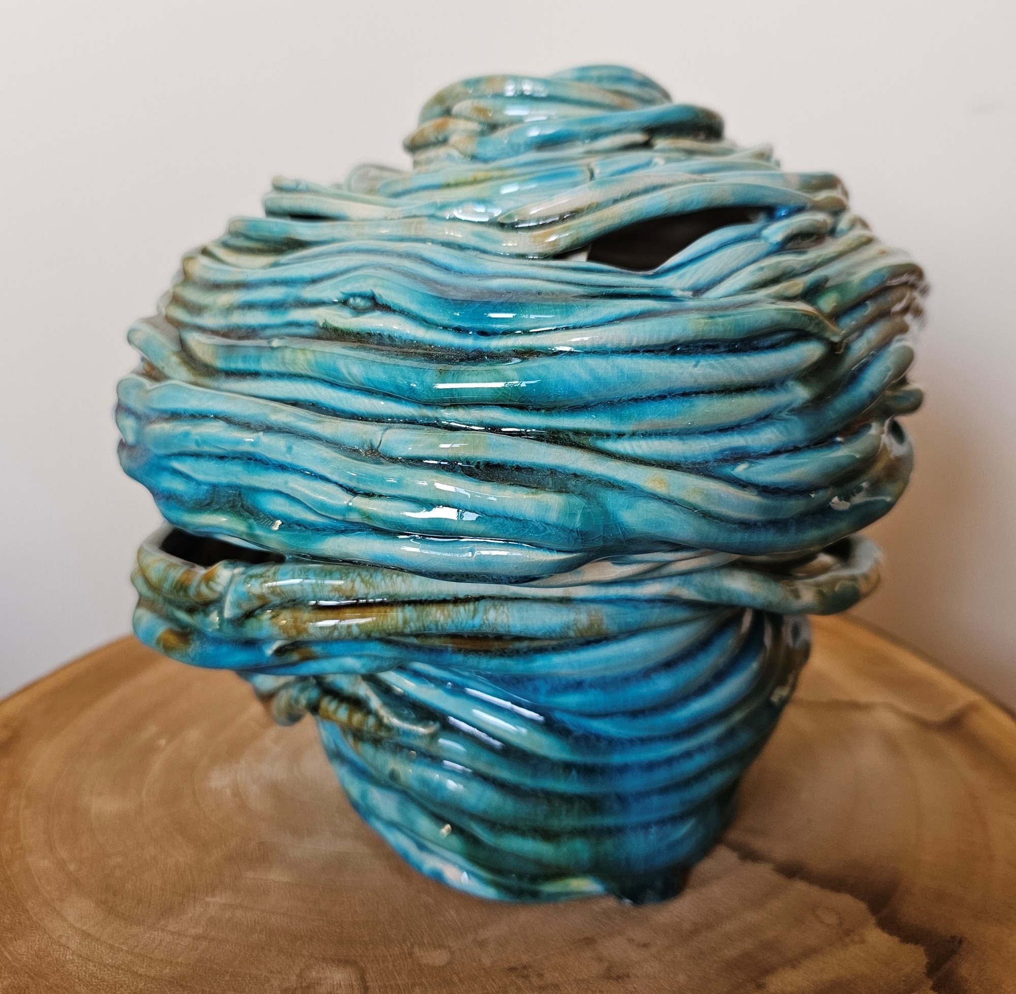 Behive Blue I, original Human Figure Ceramic Sculpture by Ana Sousa Santos